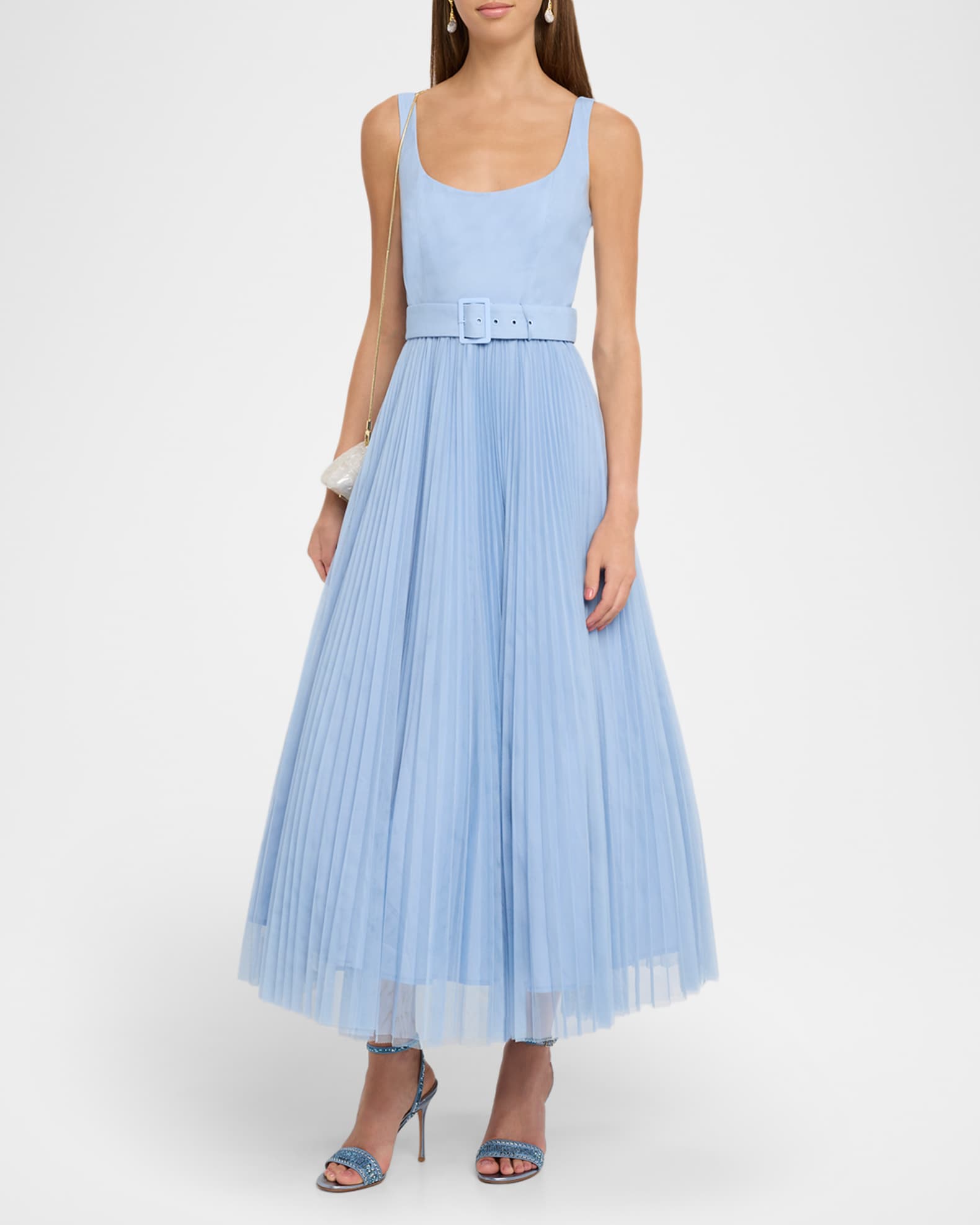 Effy Sleeveless Pleated Tulle Maxi Dress 1