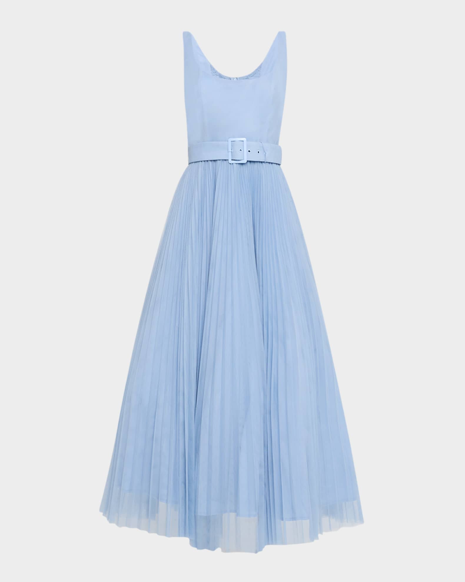 Effy Sleeveless Pleated Tulle Maxi Dress 0