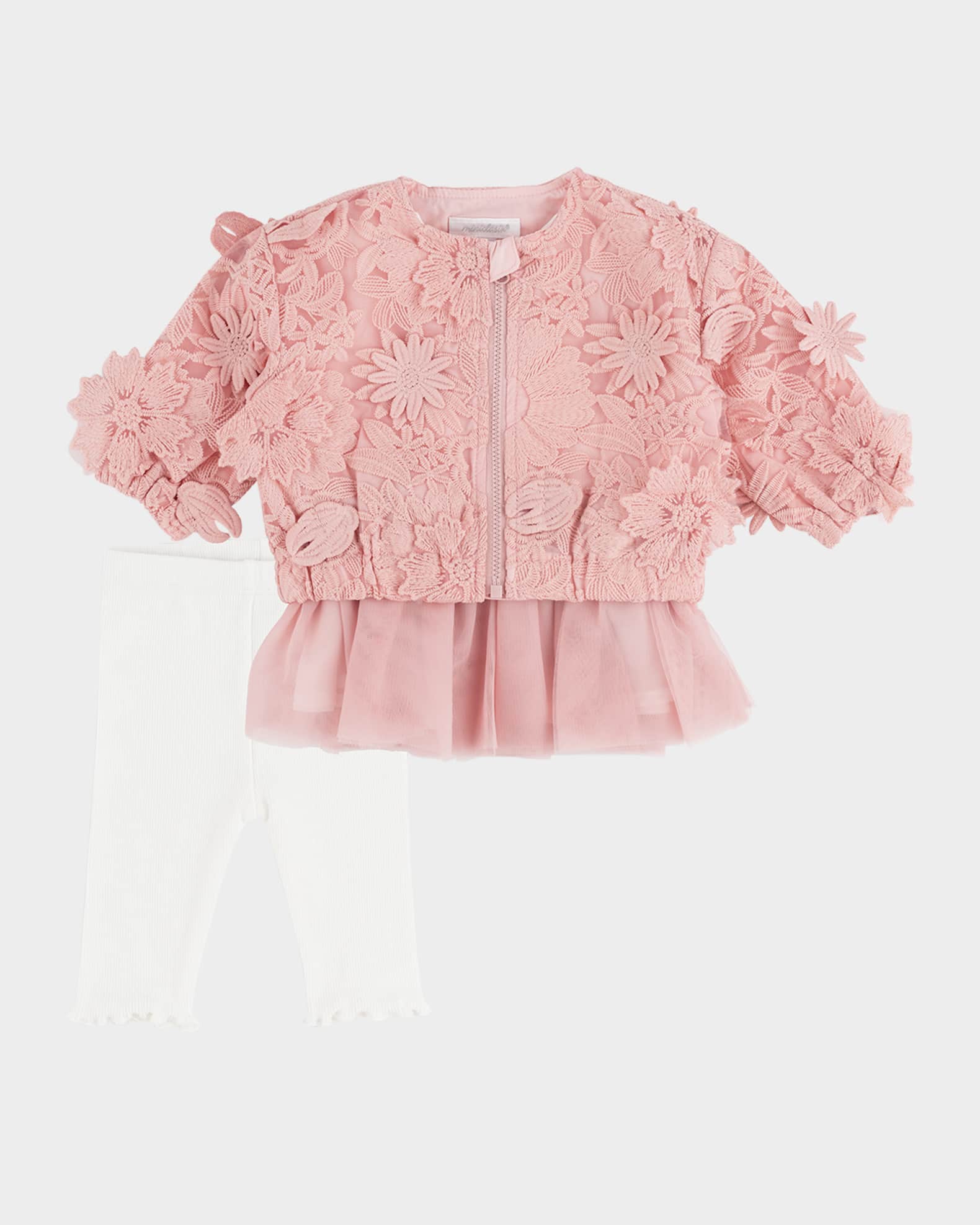 Girl's Lace Bomber Jacket Three-Piece Set, Size 3M-24M 0