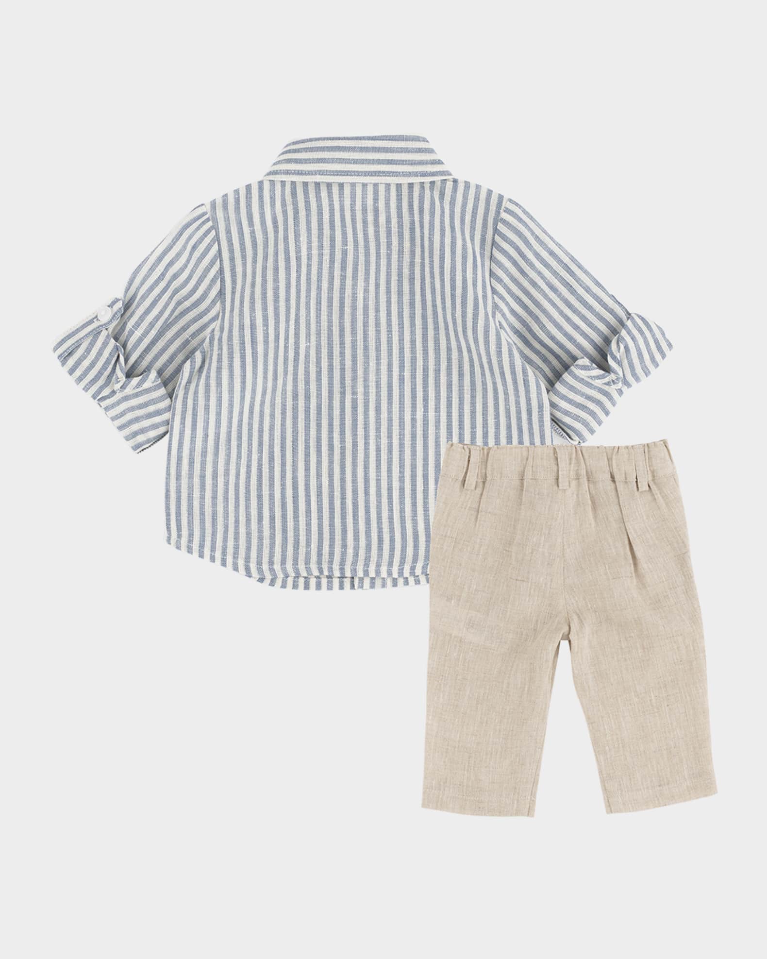 Boy's Striped Linen Top & Pants, Size 3M-24M 1