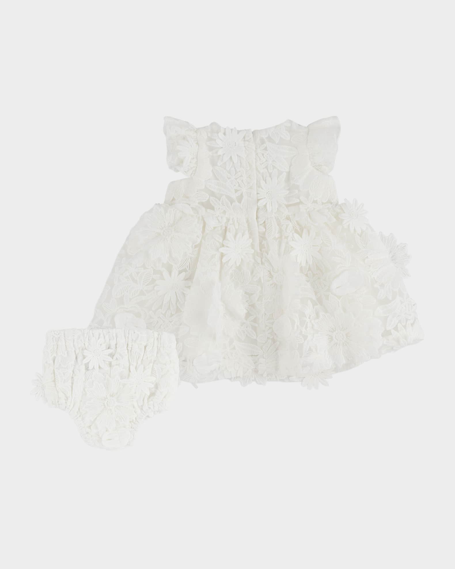 Girl's Floral Embellished Lace Dress, Size 3M-24M 1