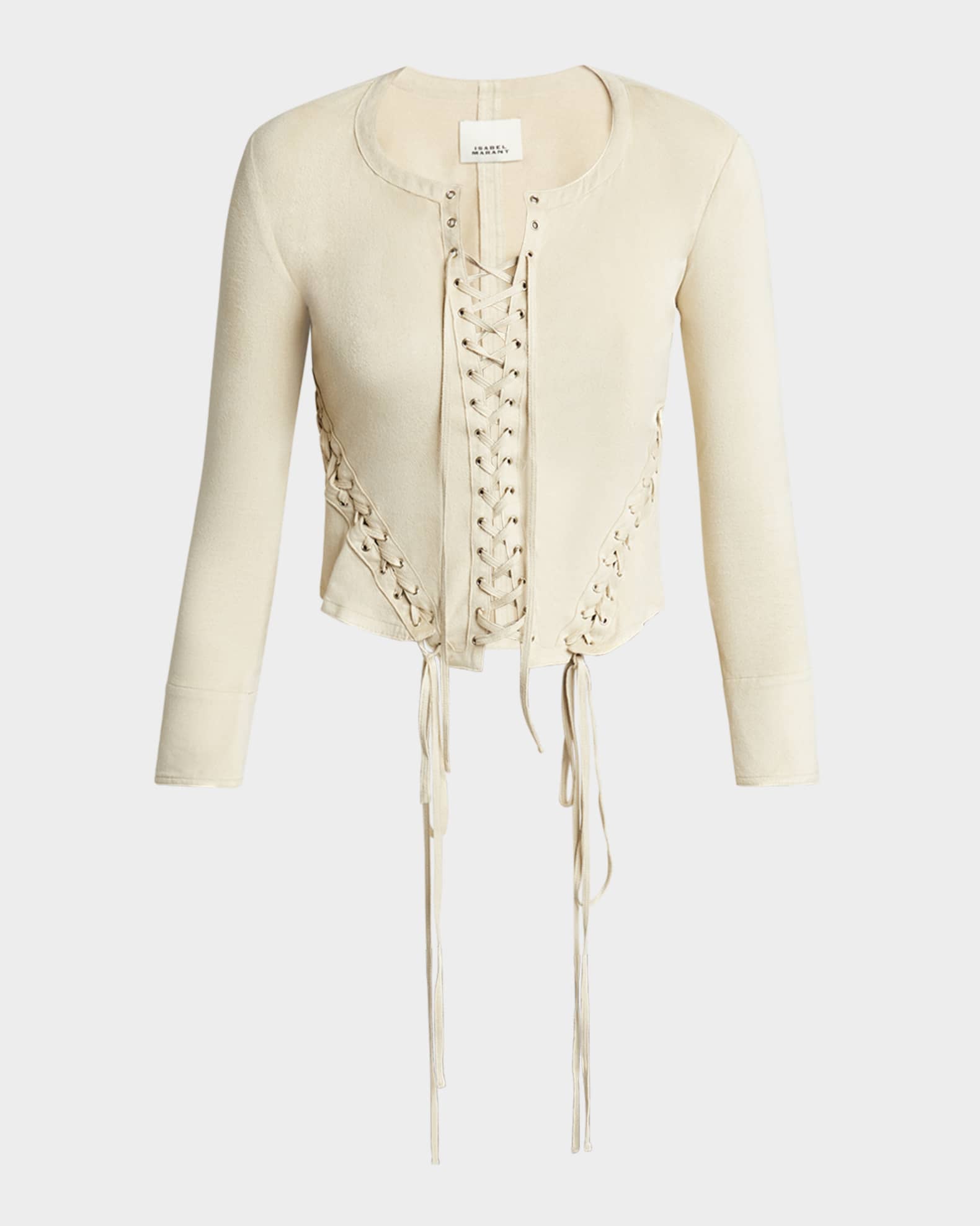 Seatle Laced Long-Sleeve Faux-Suede Top 0