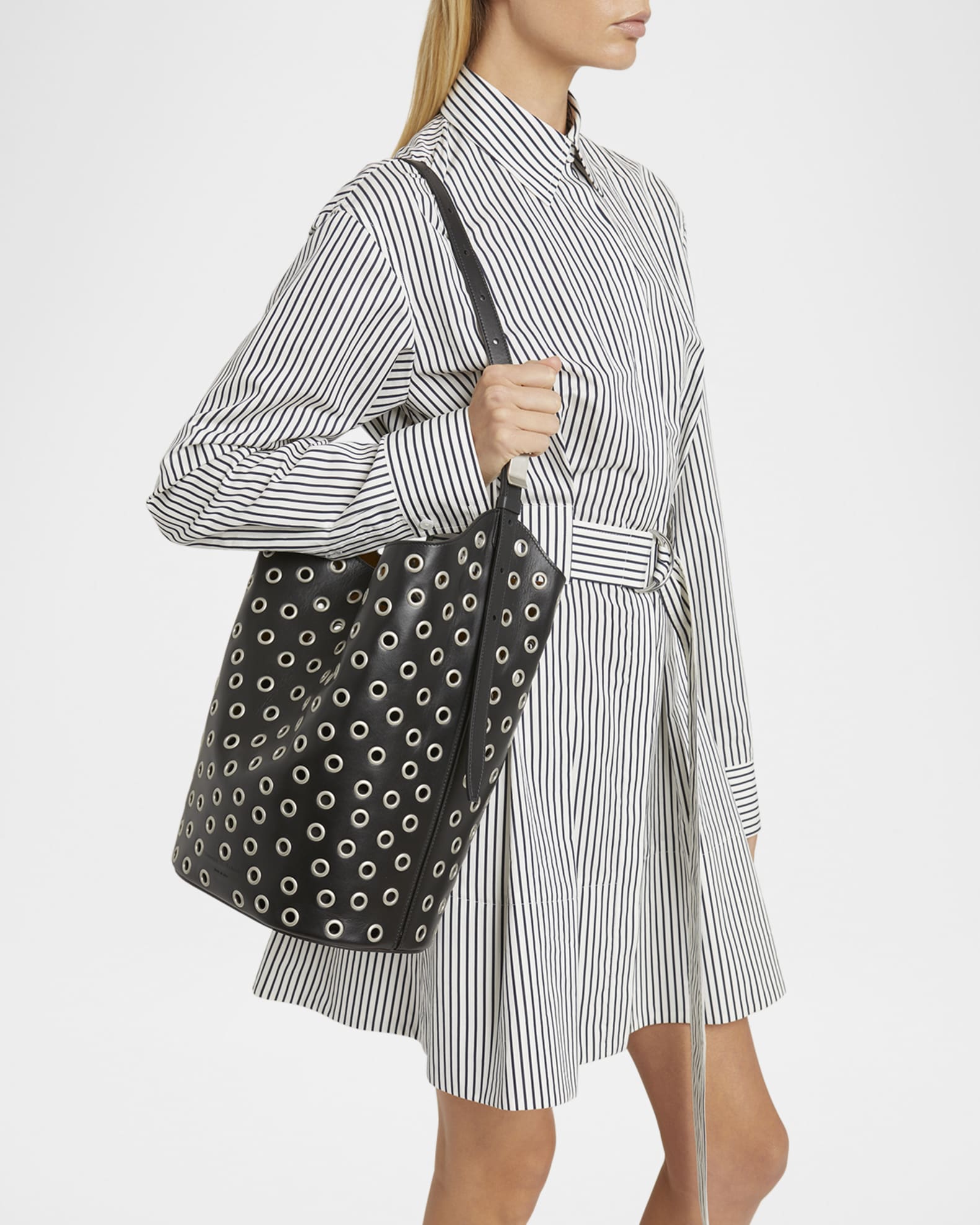 Proenza Schouler Brant Eyelet Leather Bucket Bag | Neiman Marcus