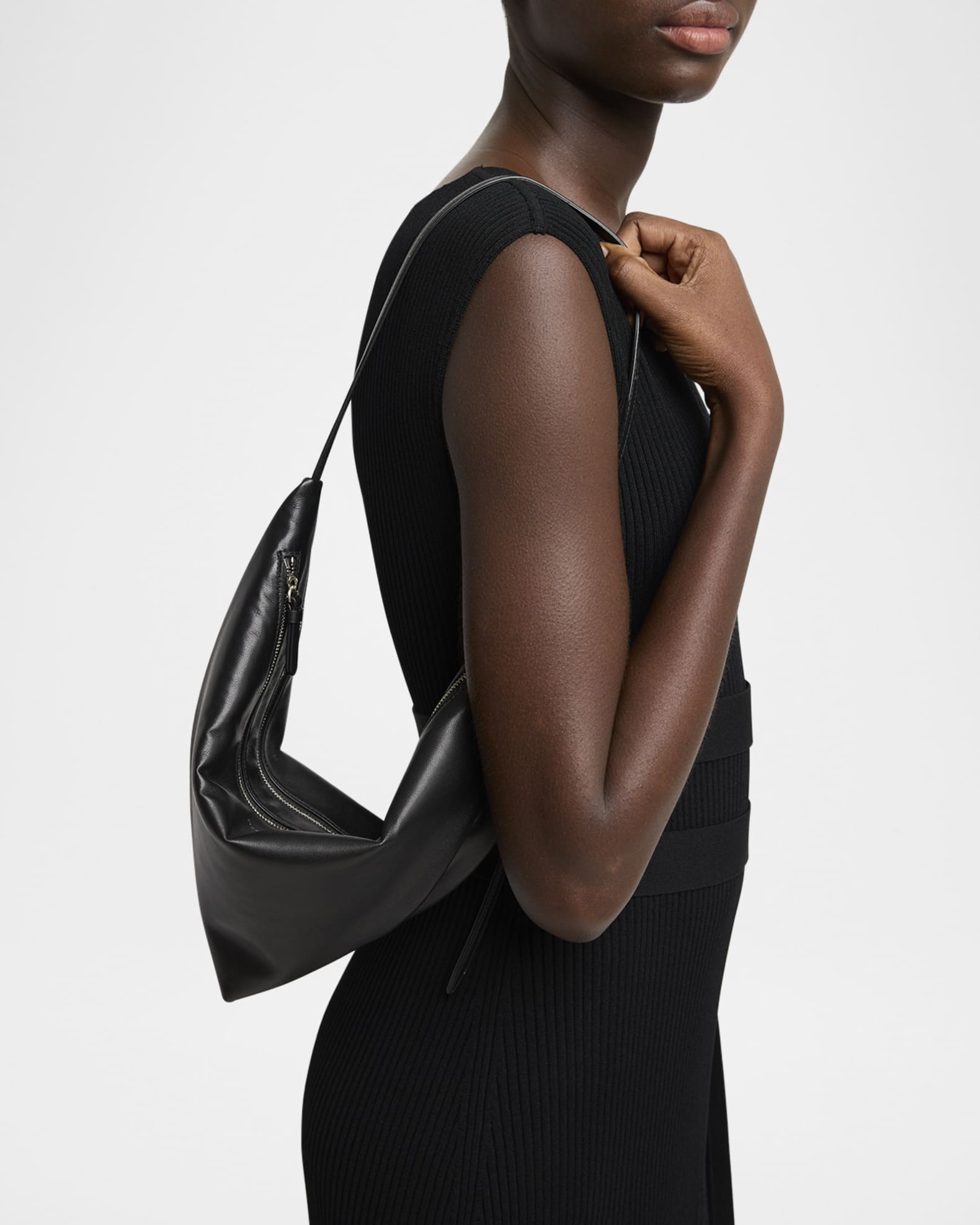 Tetra Double-Zip Napa Leather Shoulder Bag 1