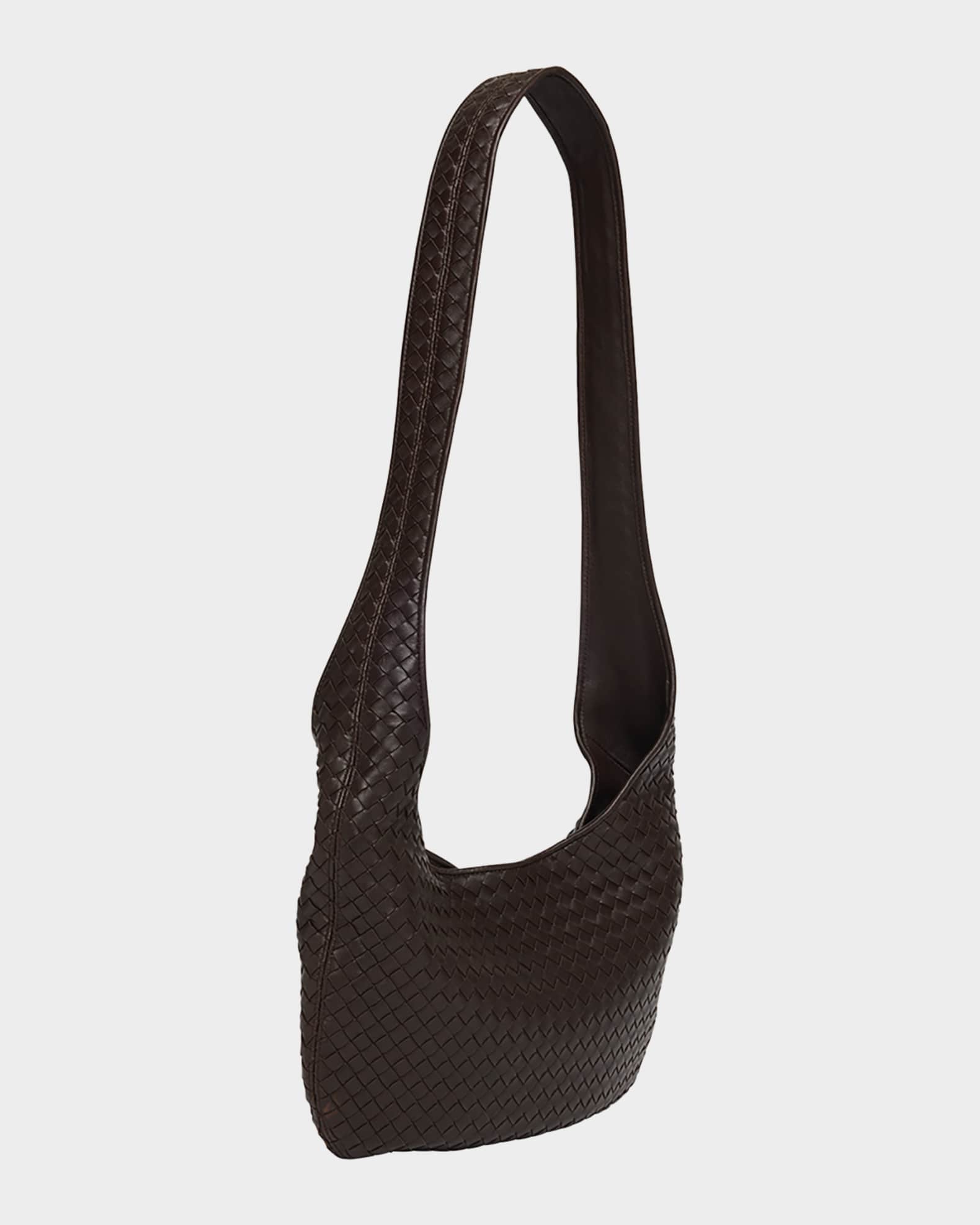 Bottega Veneta Intrecciato Hobo One Shoulder Bag Brown Used