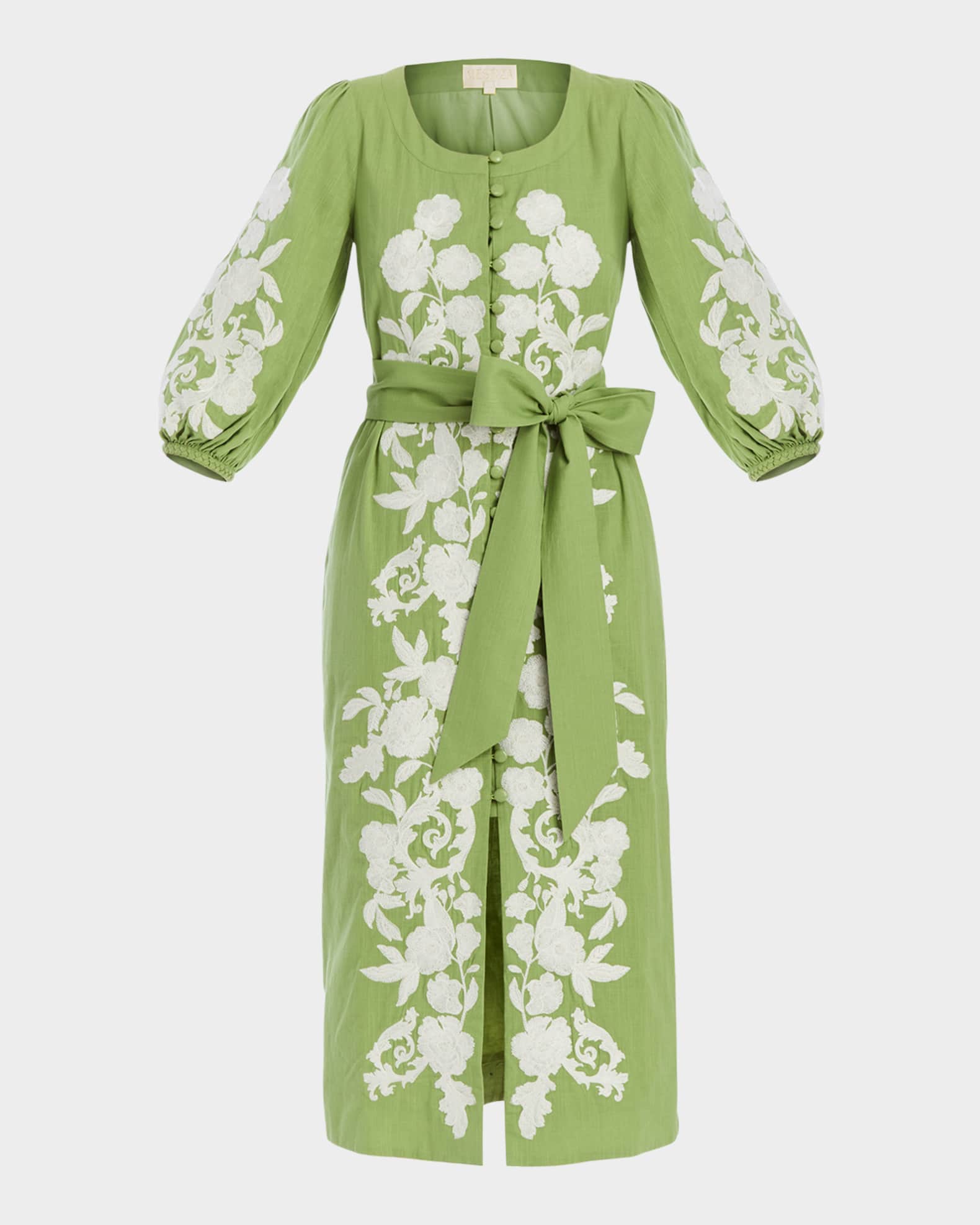 Suzanna Floral-Embroidered Cotton Midi Dress 0