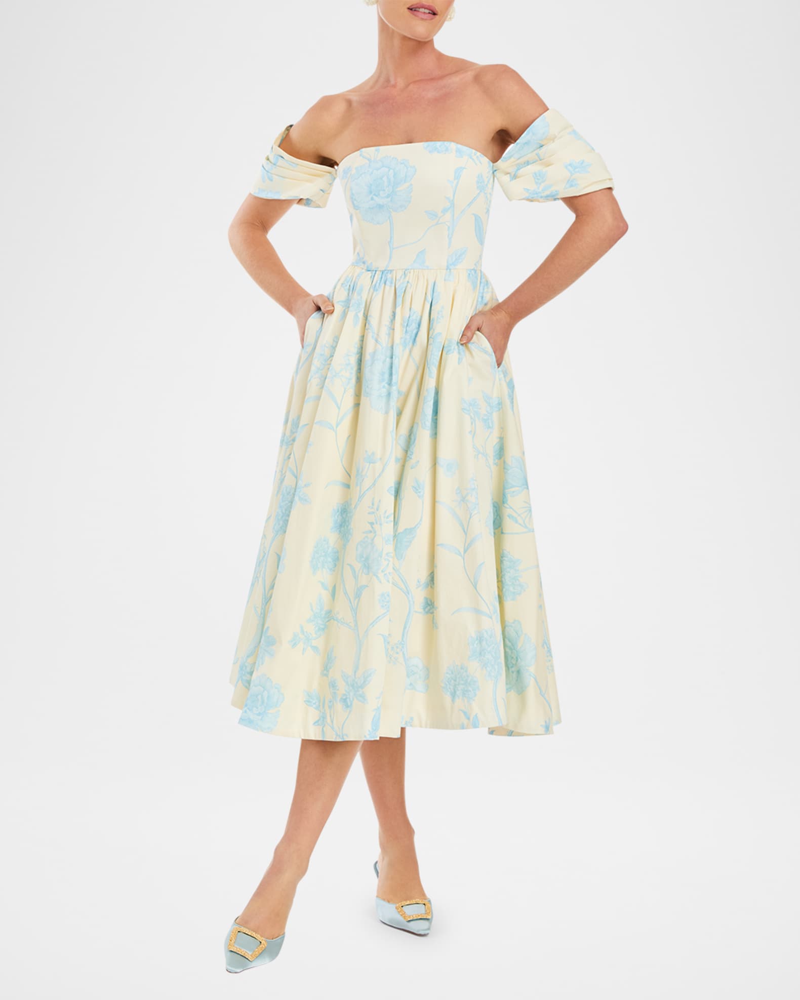 Odette Off-Shoulder Cotton Midi Dress 1