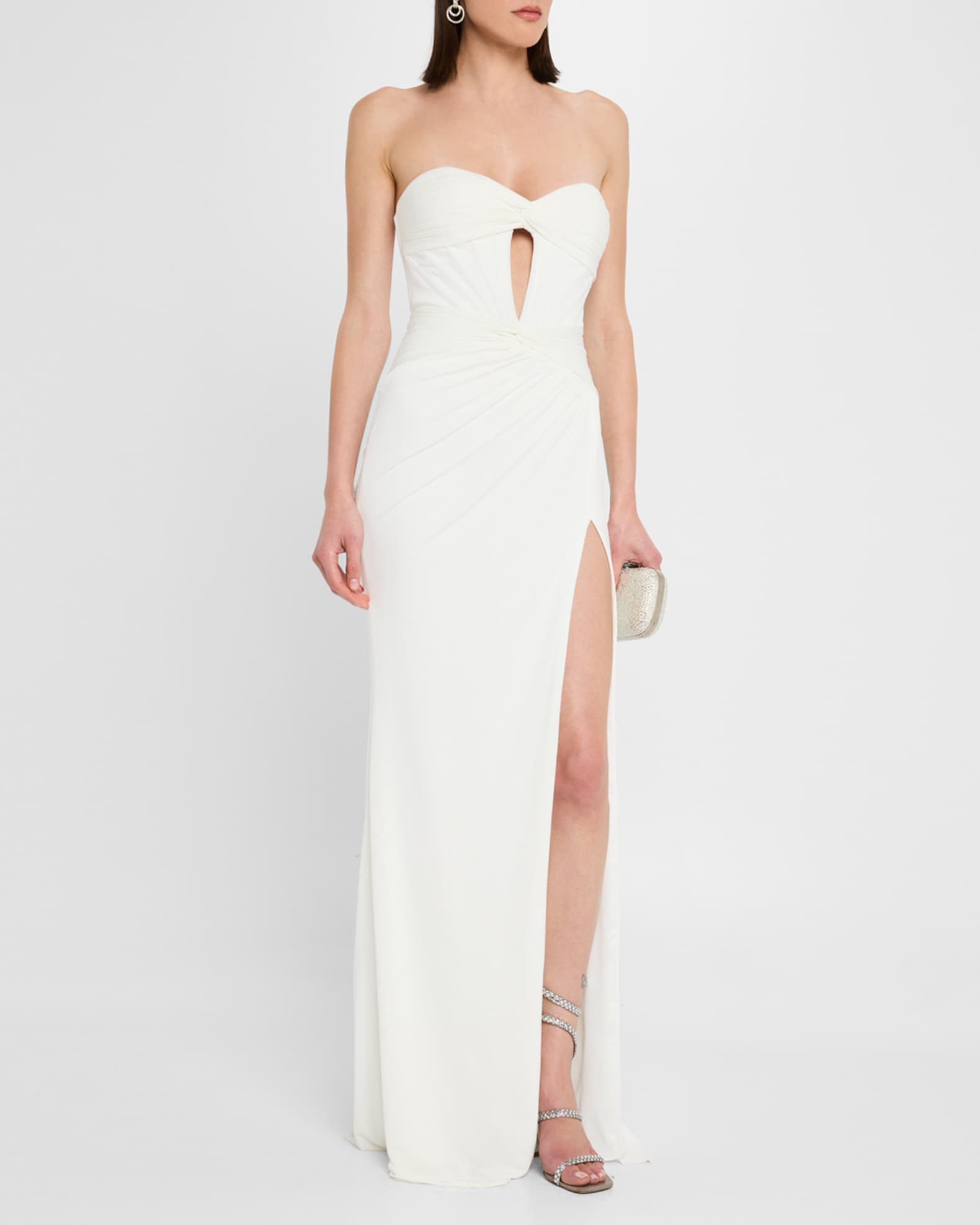 Strapless Cutout Twist-Front Column Gown 1