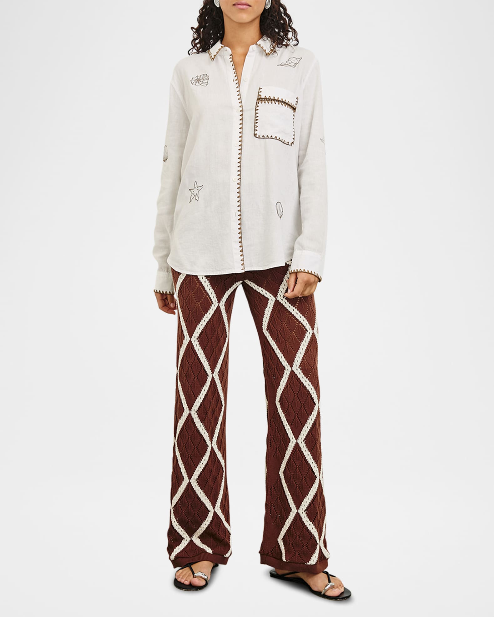 Saya Embroidered Button-Front Shirt - Thumbnail 2