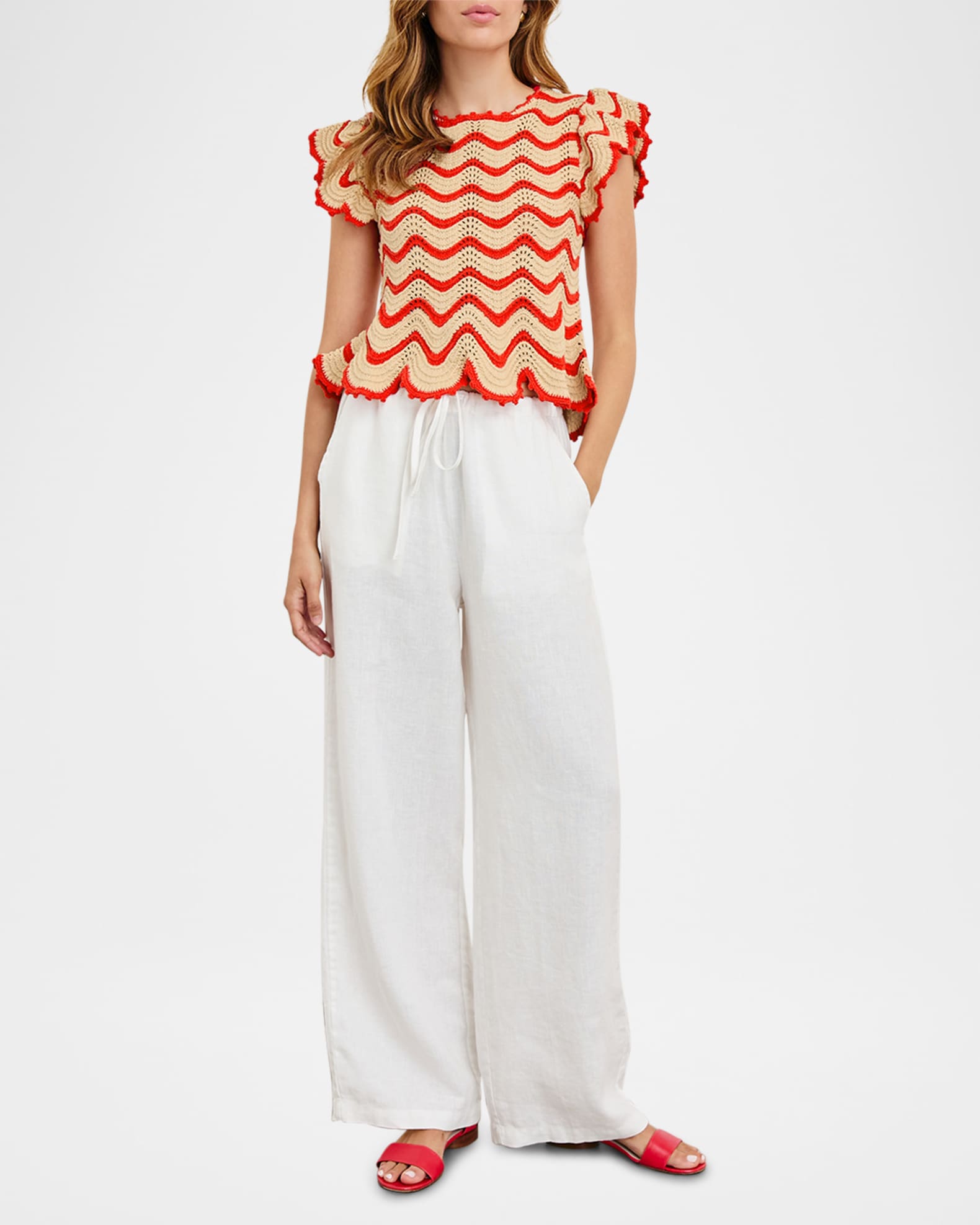 Coen Crochet Flutter-Sleeve Top 1