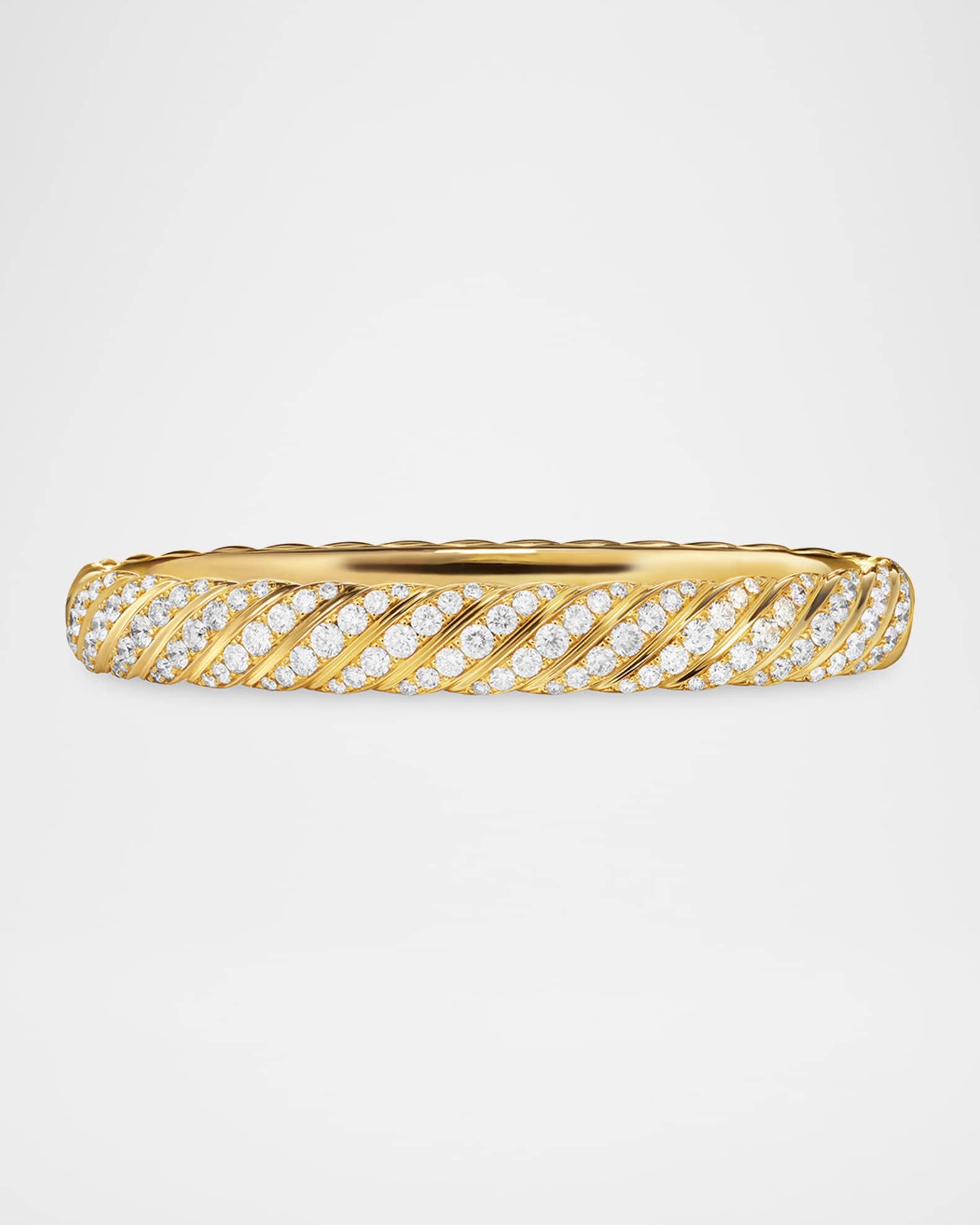 Sculpted Cable Bracelet with Diamonds in 18K Gold, 8mm 0