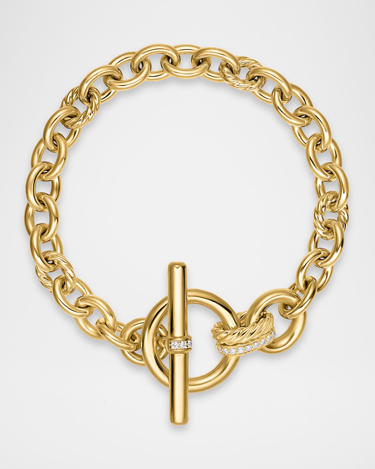DY Mercer Single-Row Toggle Necklace with Diamonds and 18K Gold in Silver, 8-12.5mm 1