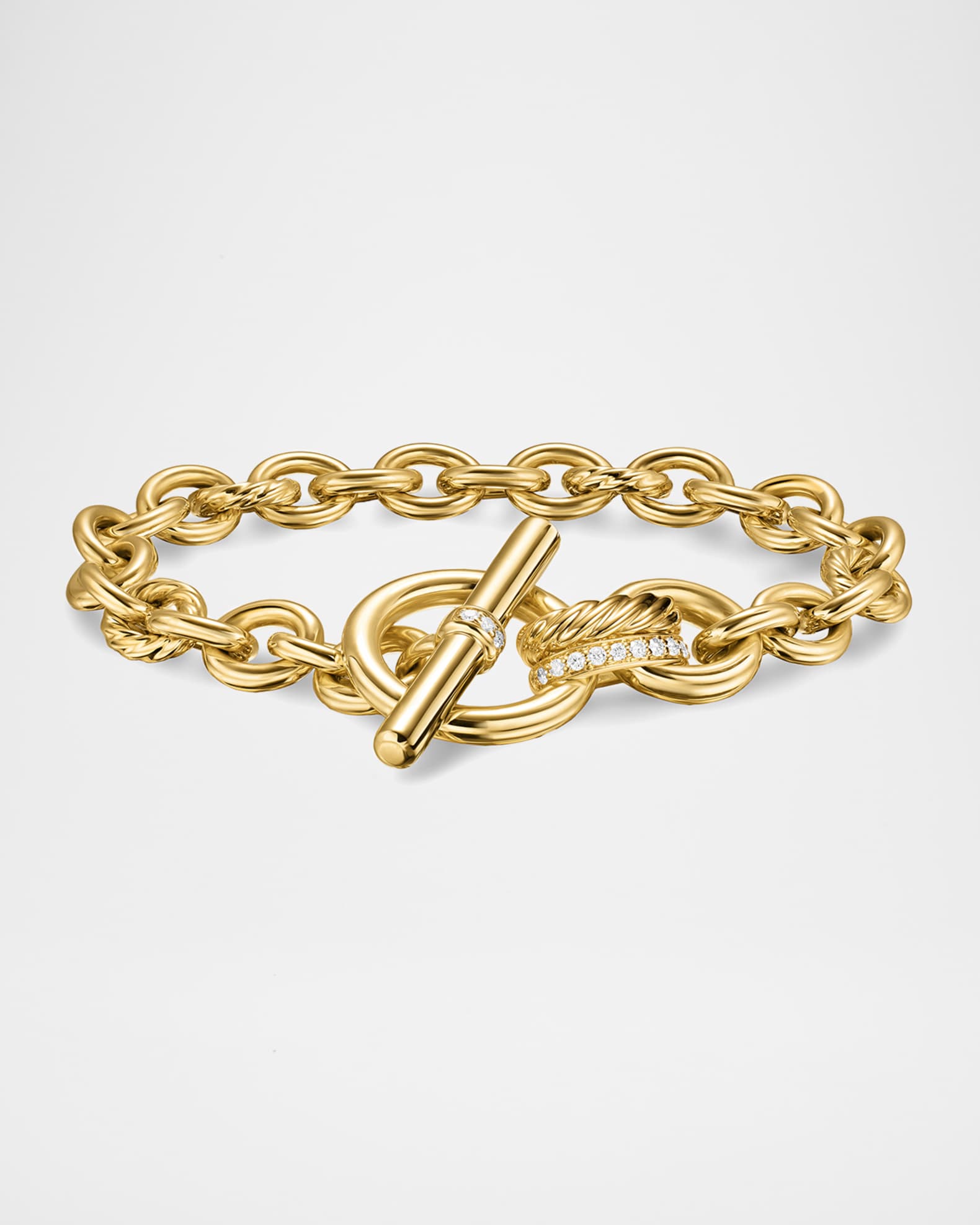 DY Mercer Single-Row Toggle Necklace with Diamonds and 18K Gold in Silver, 8-12.5mm 0