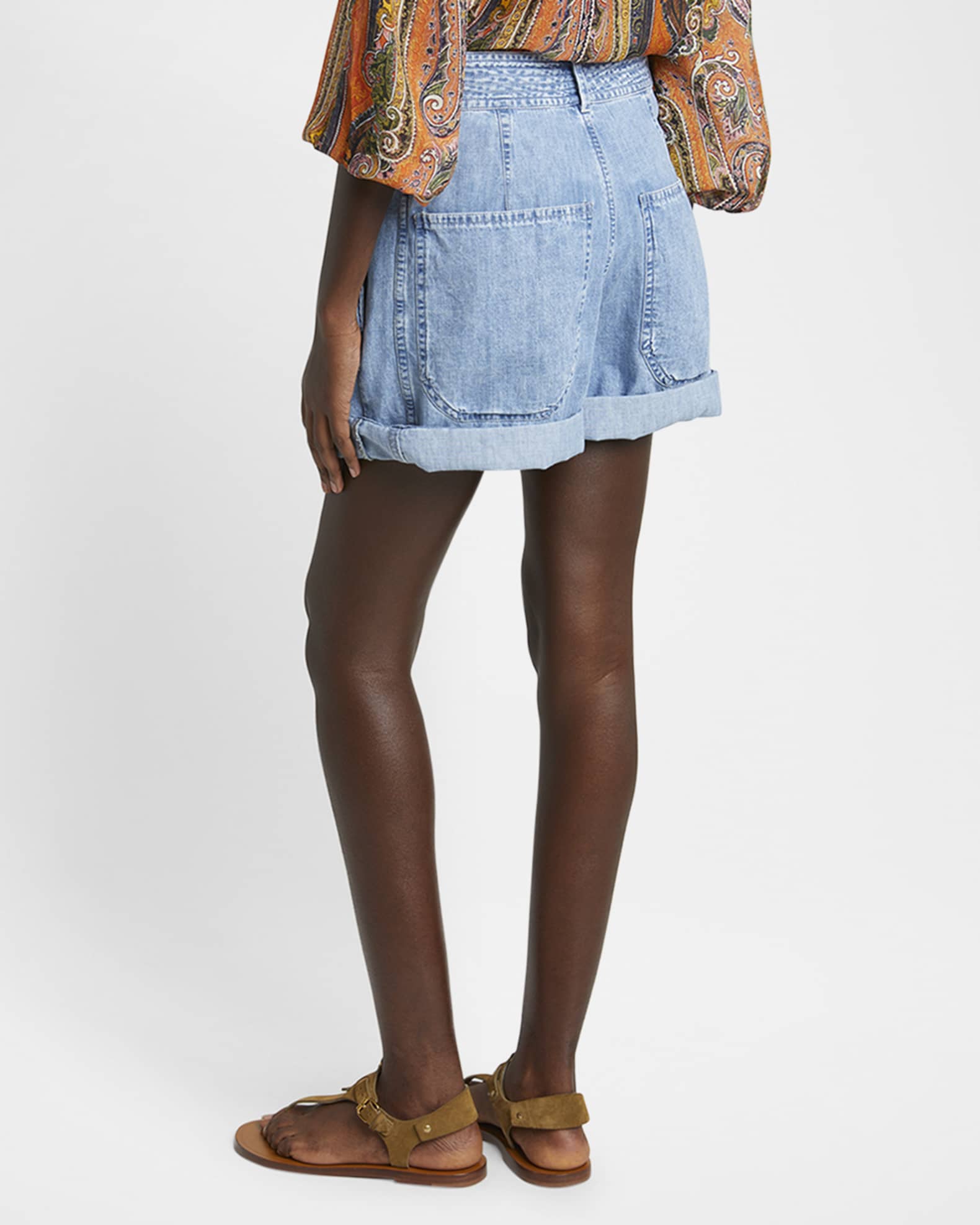 ショートパンツ Isabel Marant Shorts Ingrid Isabel Marant Ingrid Ruffle Wide-Leg Denim Shorts | Neiman