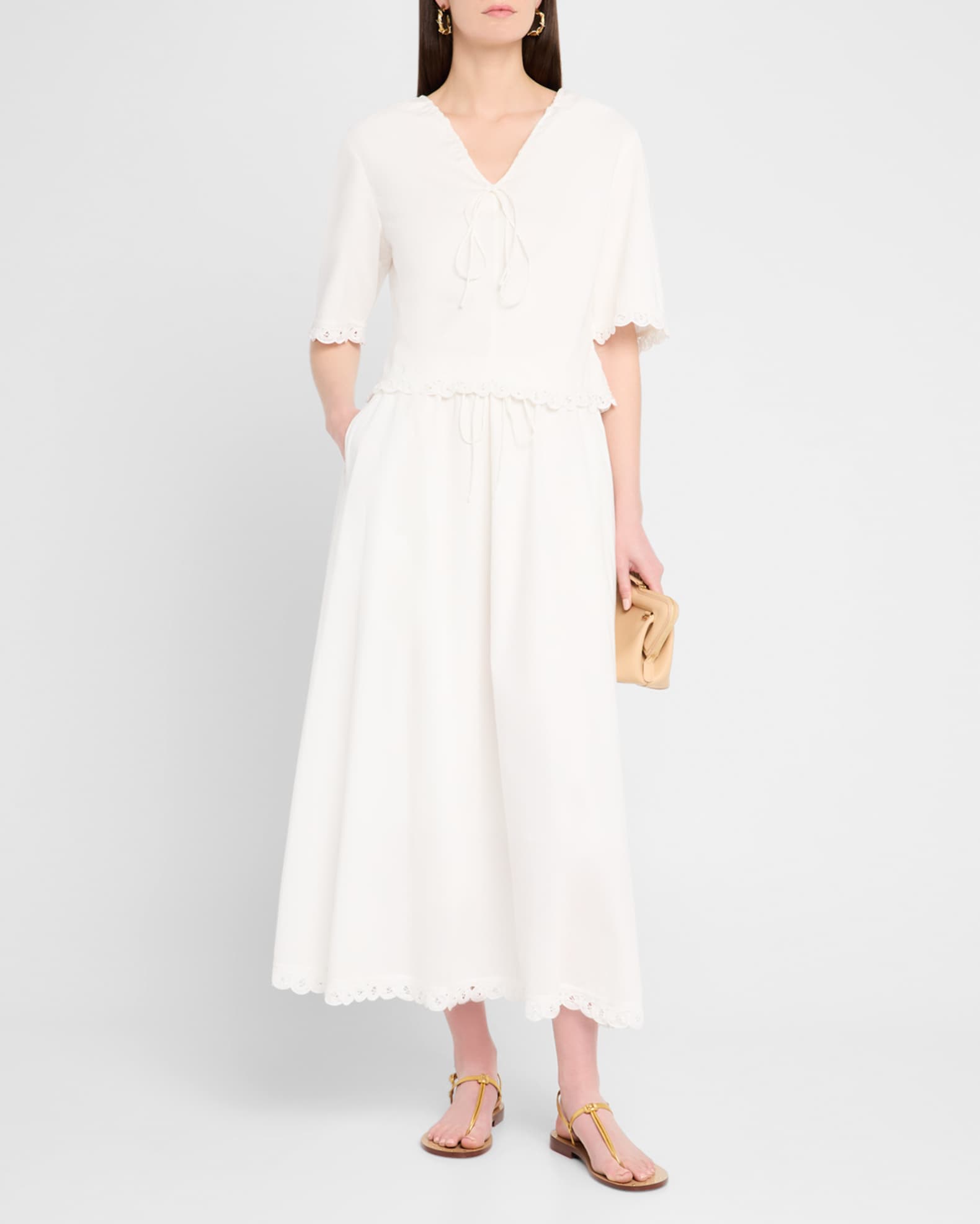 Pheobes Lace-Trim Organic Cotton Midi Skirt 1