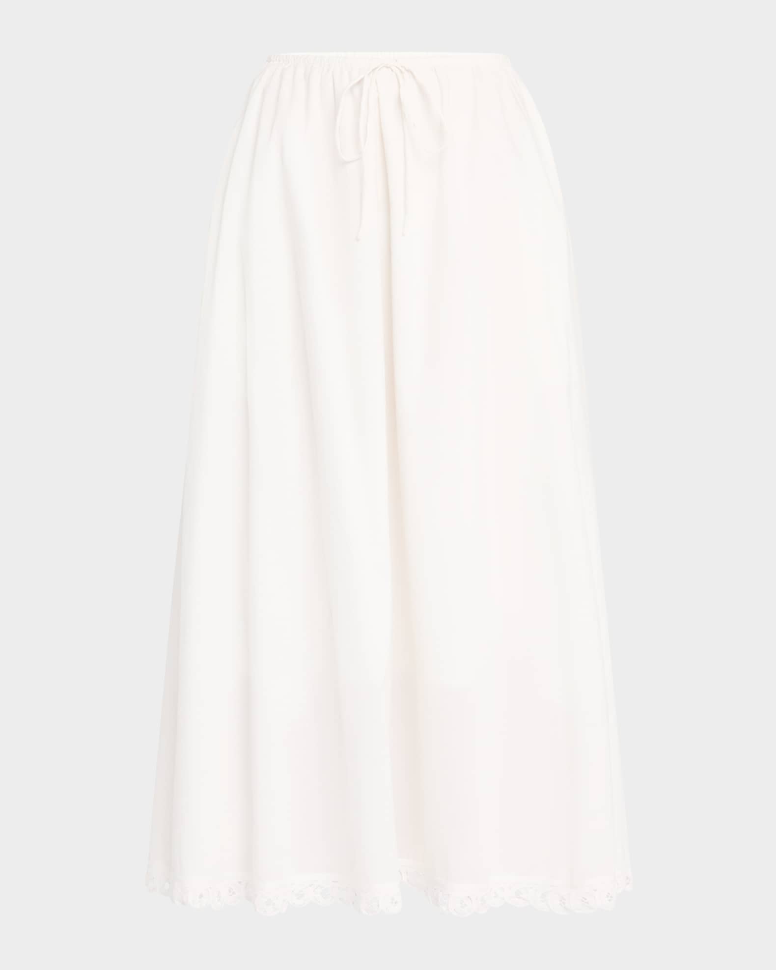 Pheobes Lace-Trim Organic Cotton Midi Skirt 0