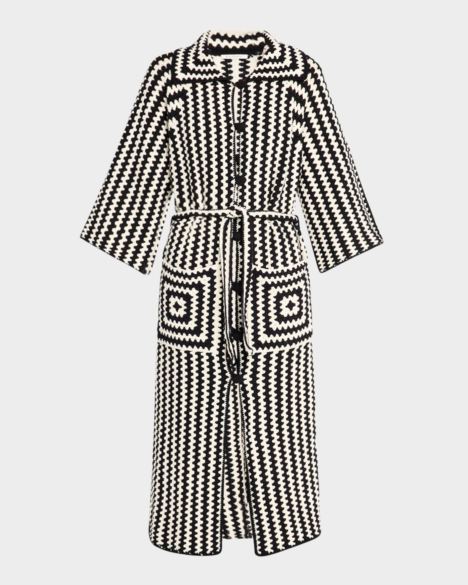 Dina Striped Crochet Organic Cotton Coat 0