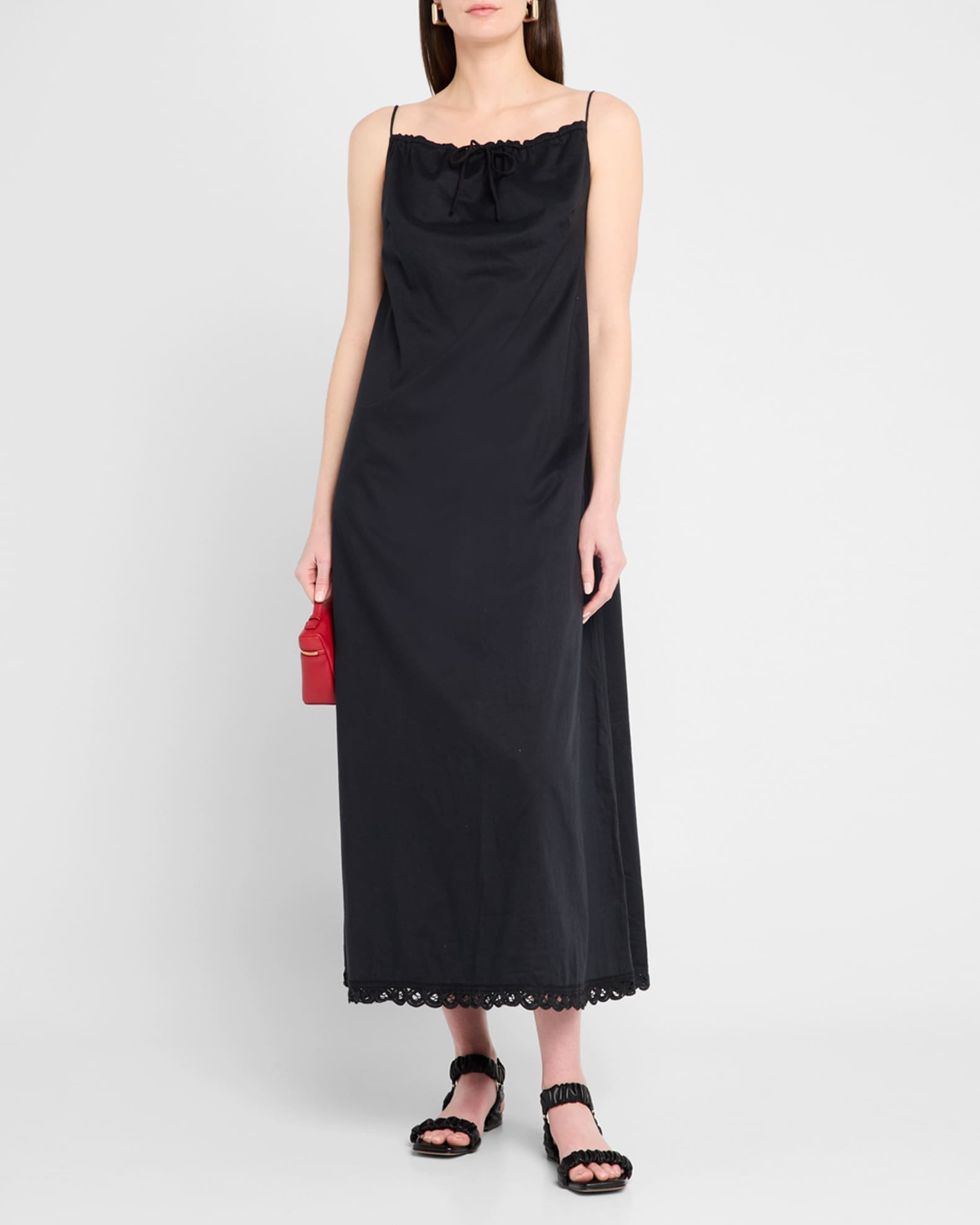 Elizabeth Lace-Trim Organic Cotton Midi Dress 1