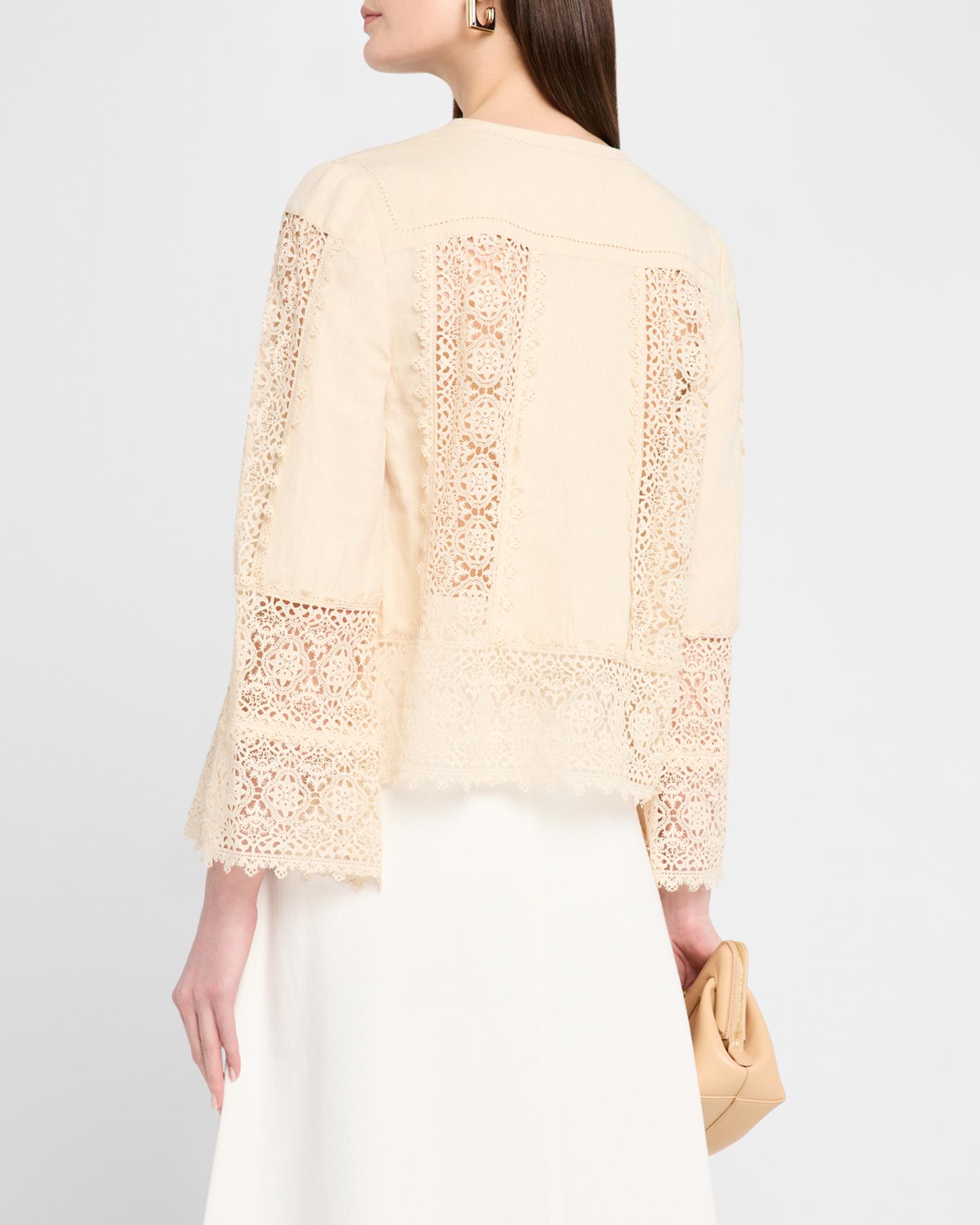 By Malene Birger Donna Lace Inset Linen-Cotton Blouse | Neiman Marcus