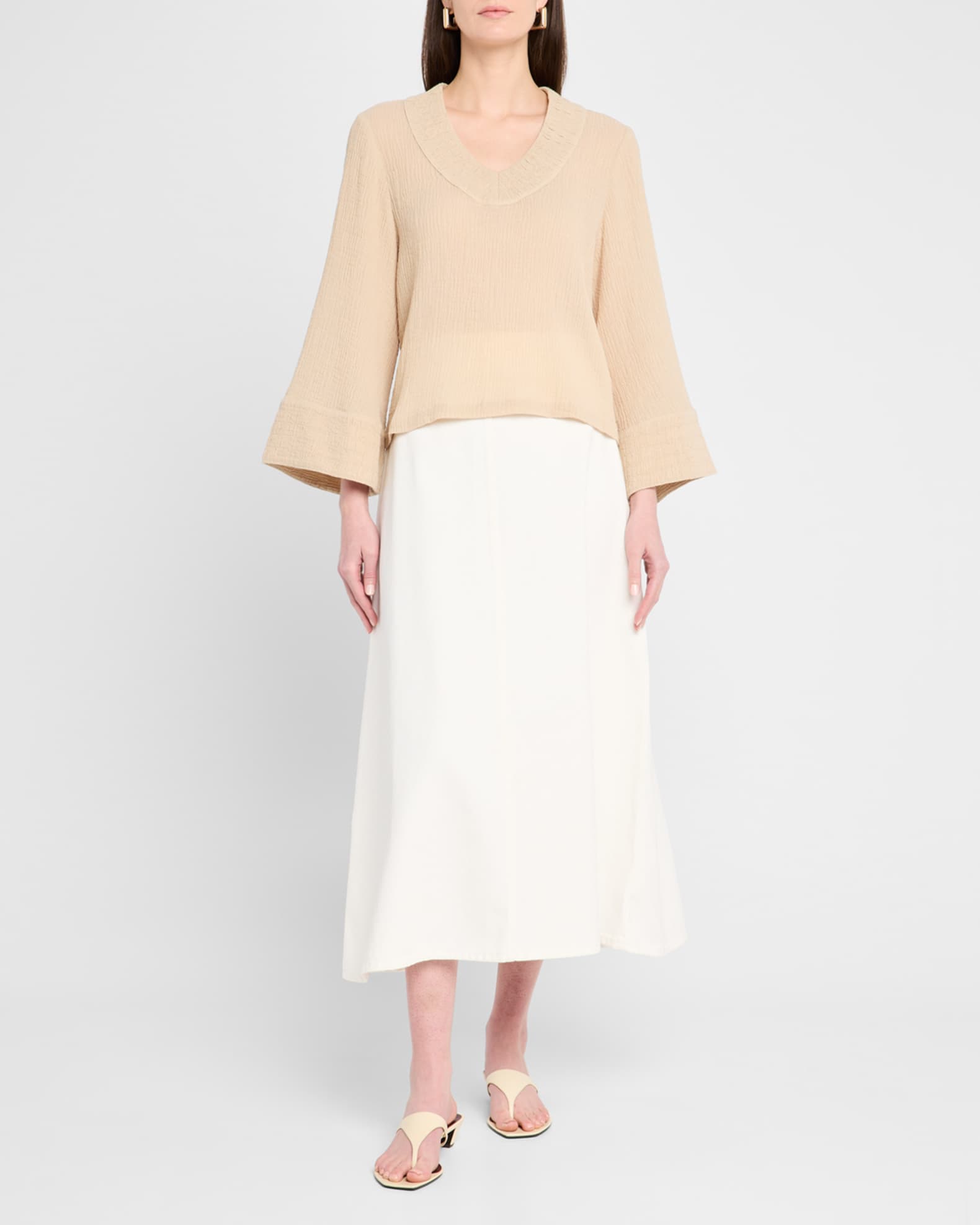 Moon Crinkled Ramie-Cotton Blouse 1