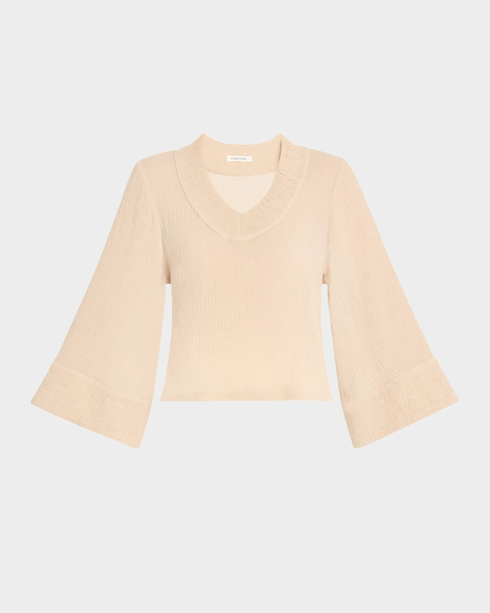 Moon Crinkled Ramie-Cotton Blouse 0