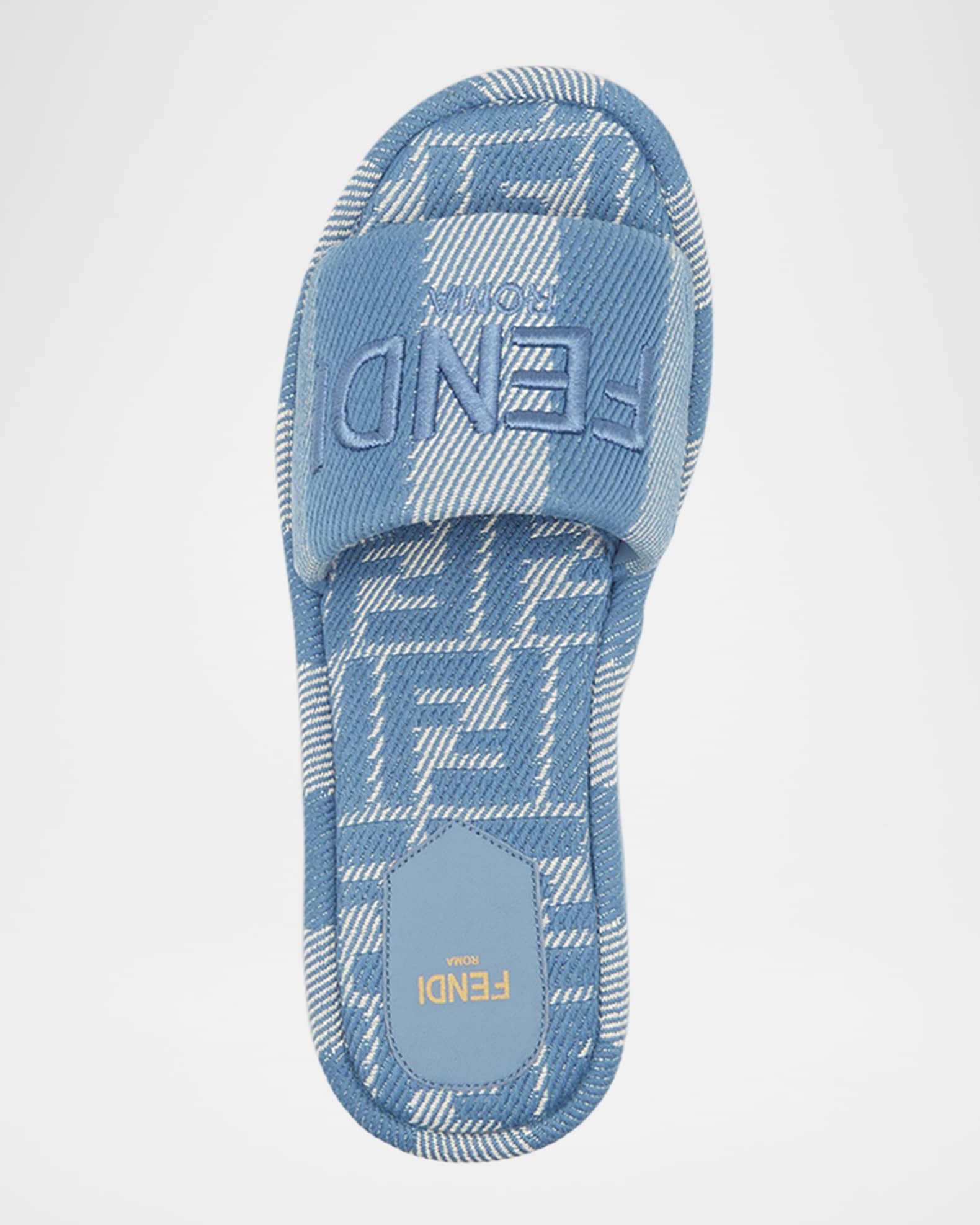 Fendi Sunshine Stripe Logo Platform Sandals | Neiman Marcus