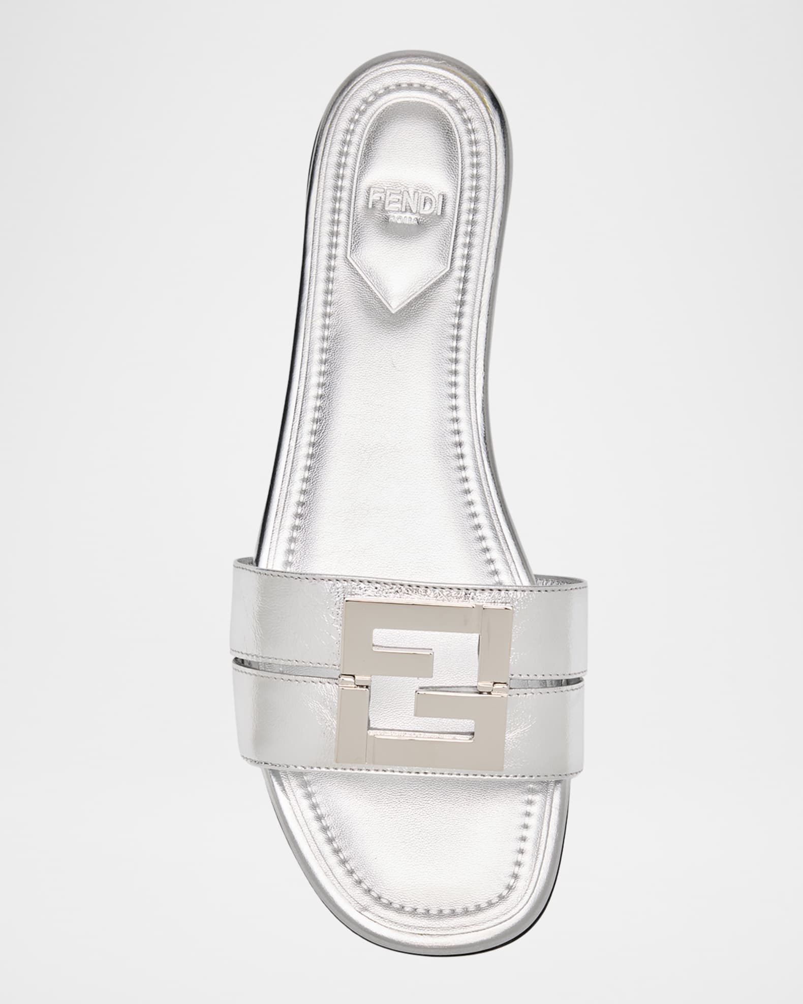 Fendi FFold Metallic Leather Sandals | Neiman Marcus