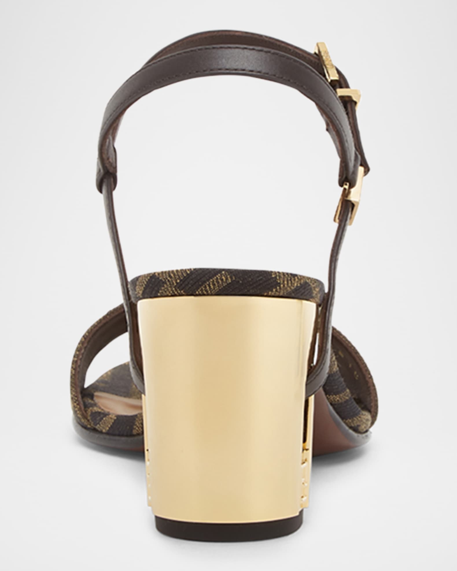 Fendi Delfina FF Jacquard Block-Heel Sandals | Neiman Marcus