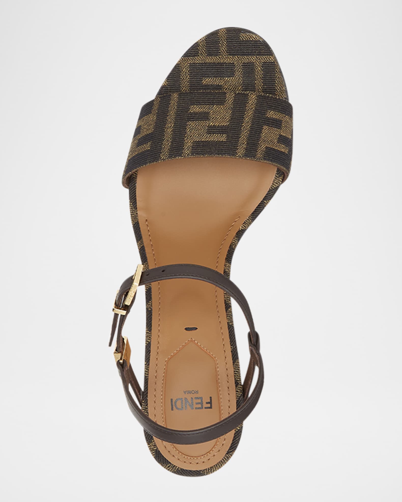 FENDI Delfina ff brown jacquard sandals デルフィナ Fendi Delfina FF Jacquard Block-Heel Sandals | Neiman Marcus