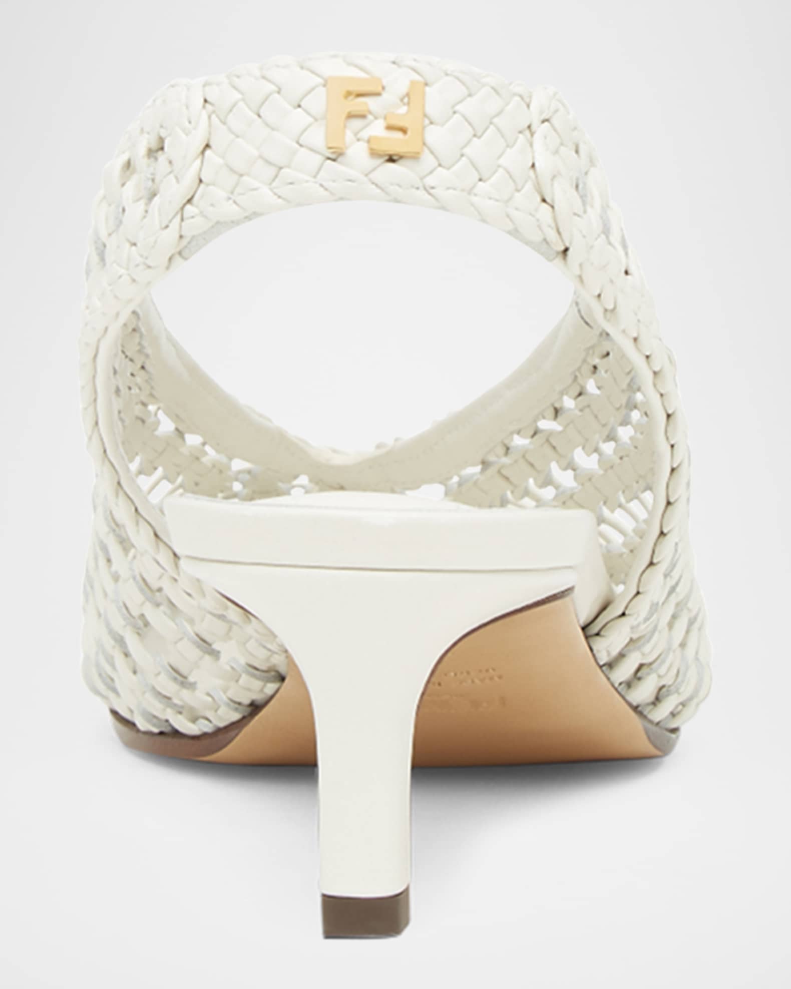 パンプス Fendi Hand-Woven Leather Slingback With l Logo Fendi Woven Leather Kitten-Heel Slingback Pumps | Neiman Marcus