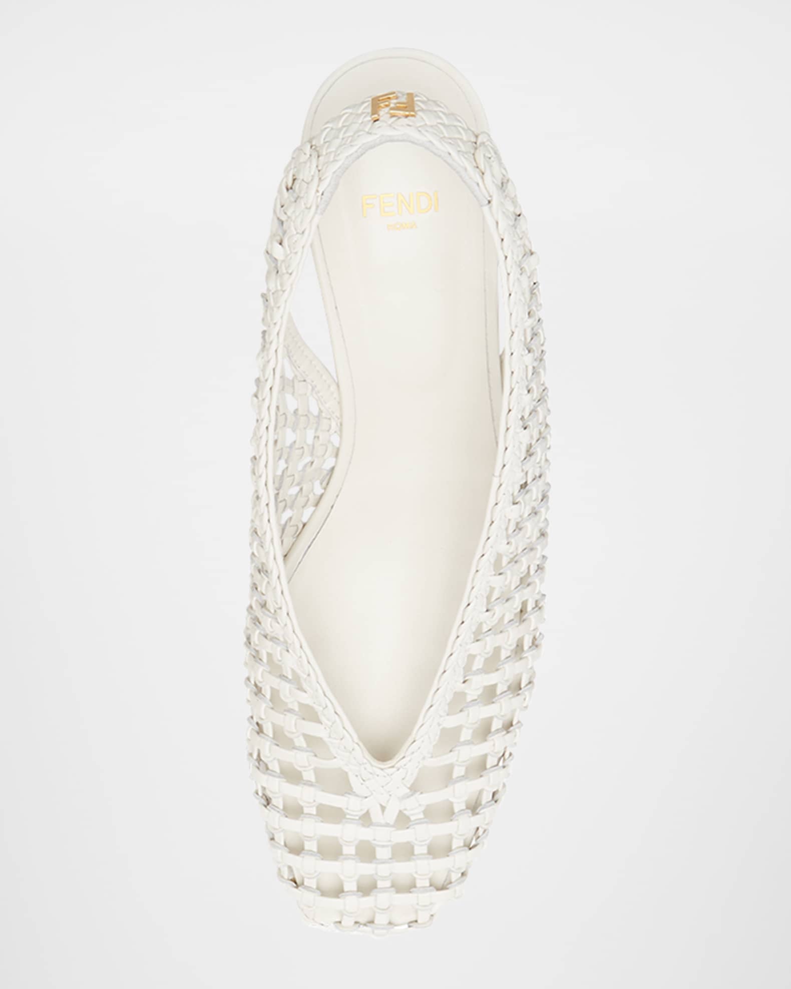 Woven Leather Kitten-Heel Slingback Pumps