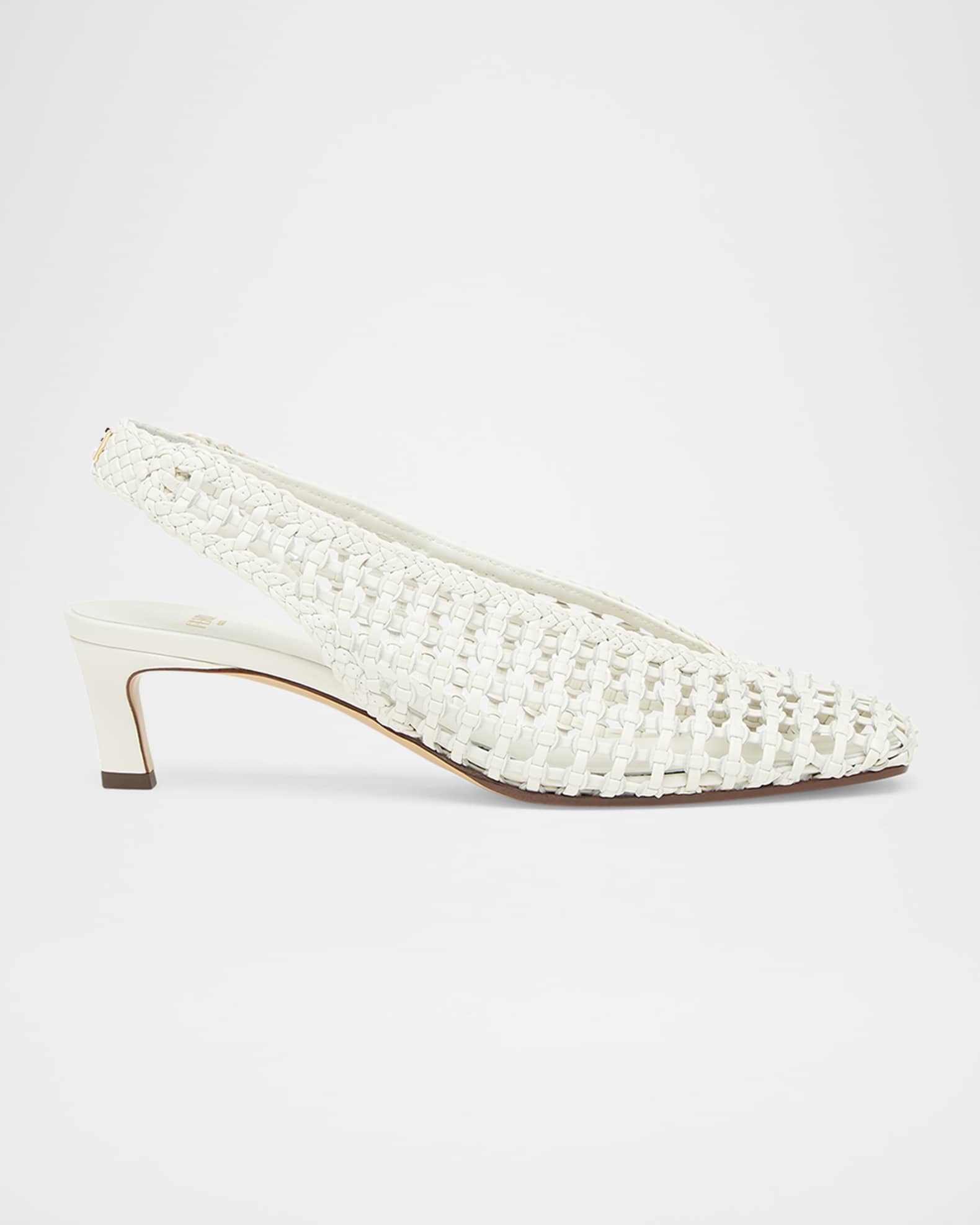 Woven Leather Kitten-Heel Slingback Pumps 0