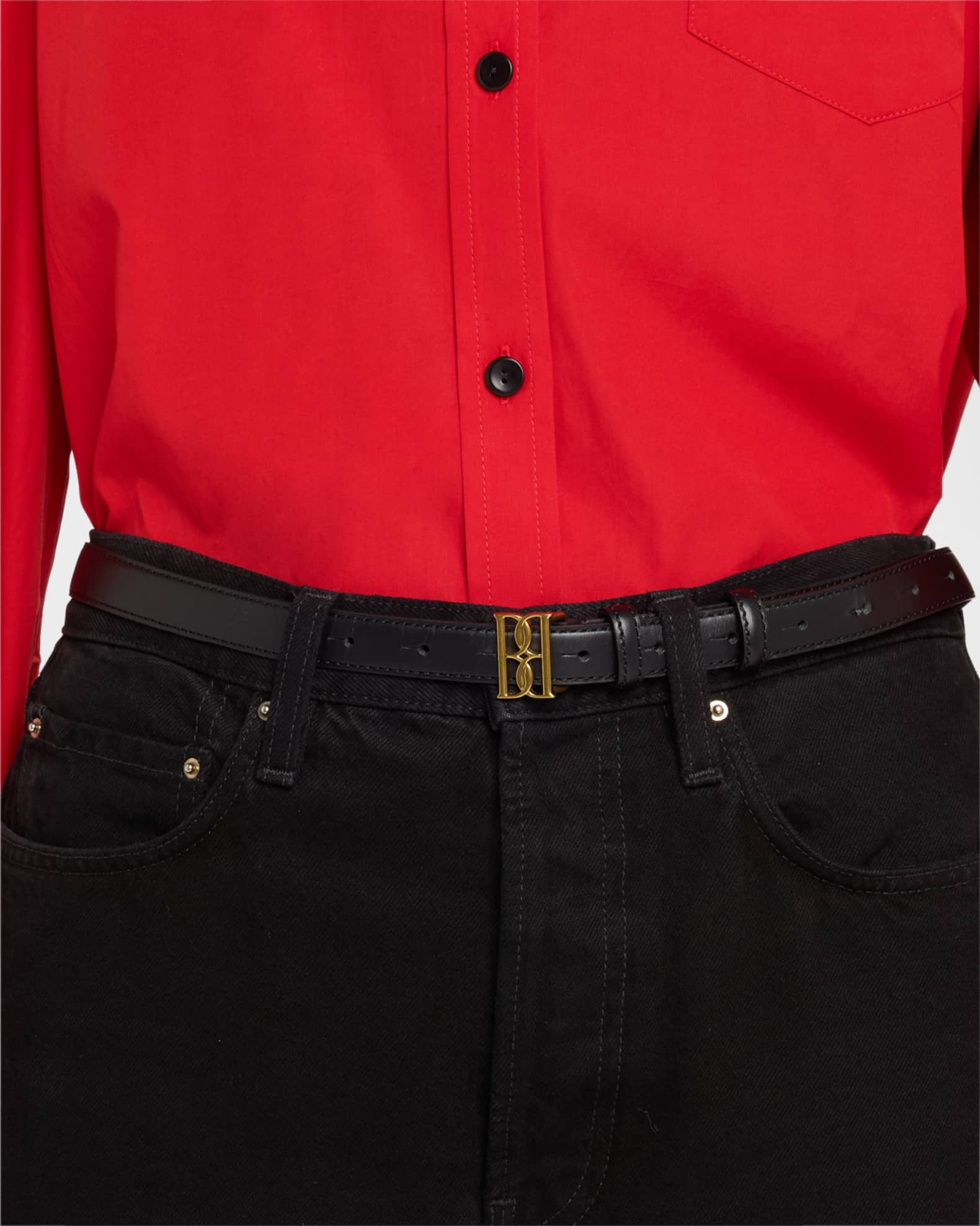 Marlos Leather Monogram Buckle Belt 1