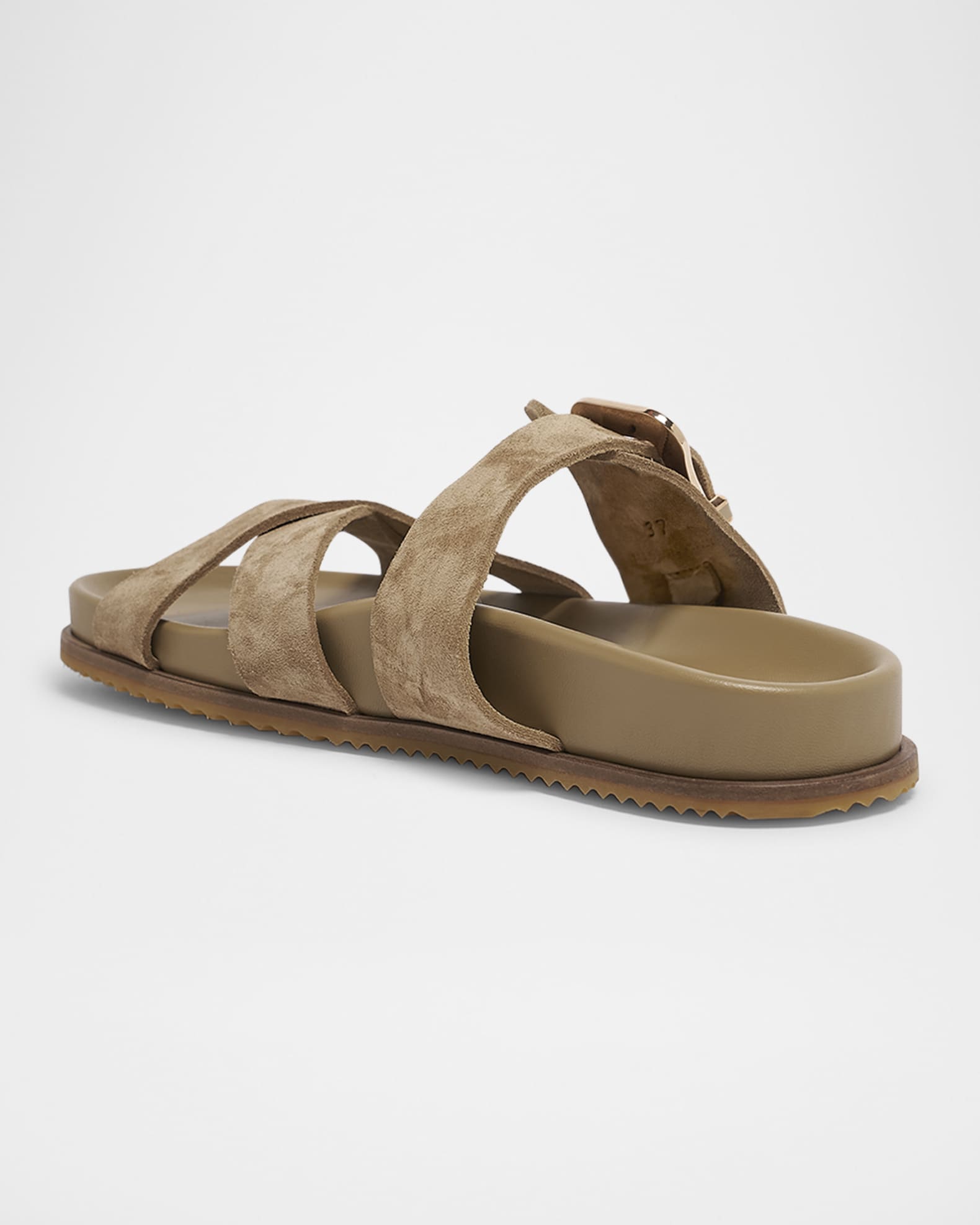 Suede Buckle Crisscross Slide Sandals 1