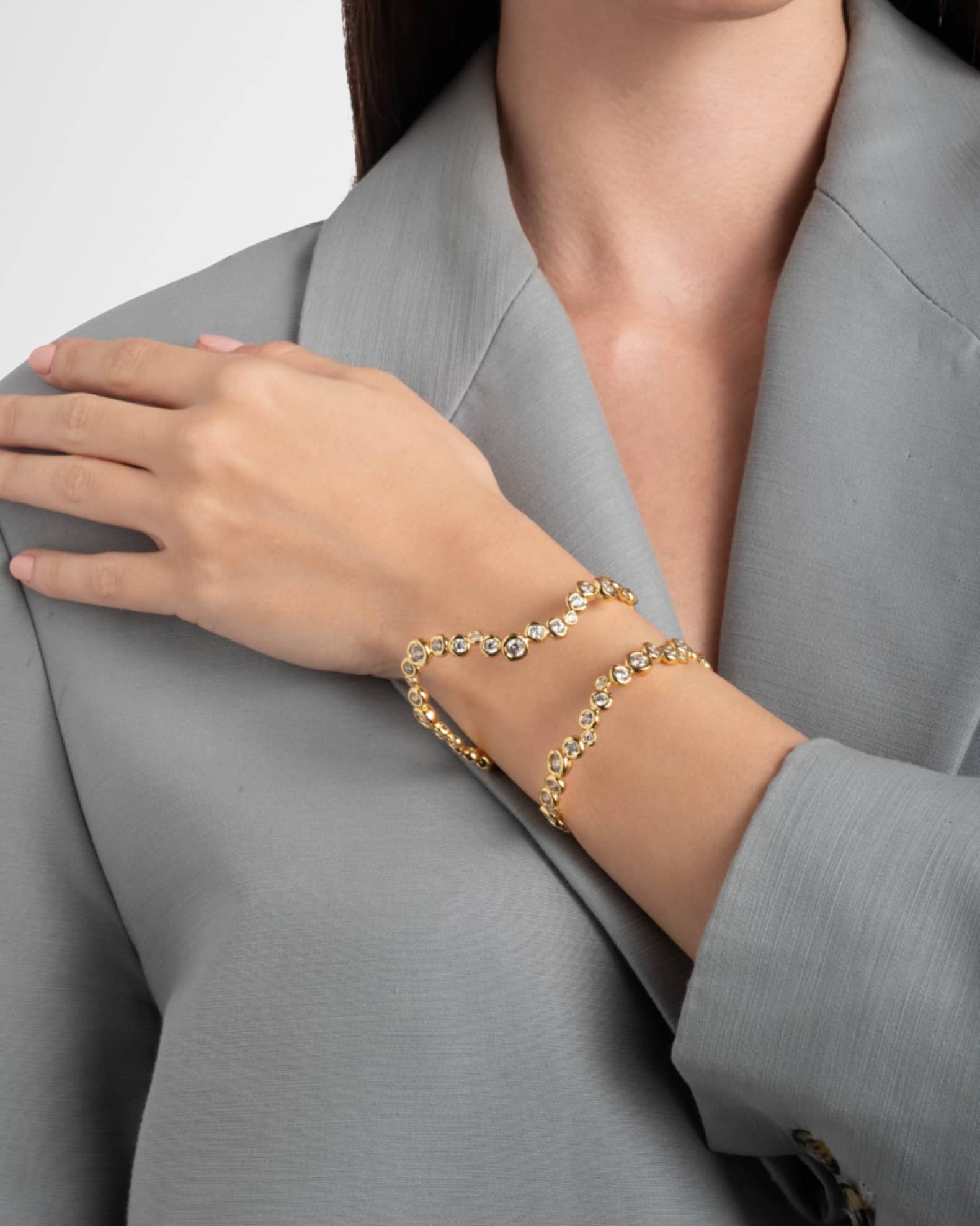 Asterales Gold CZ Open Wave Cuff 1
