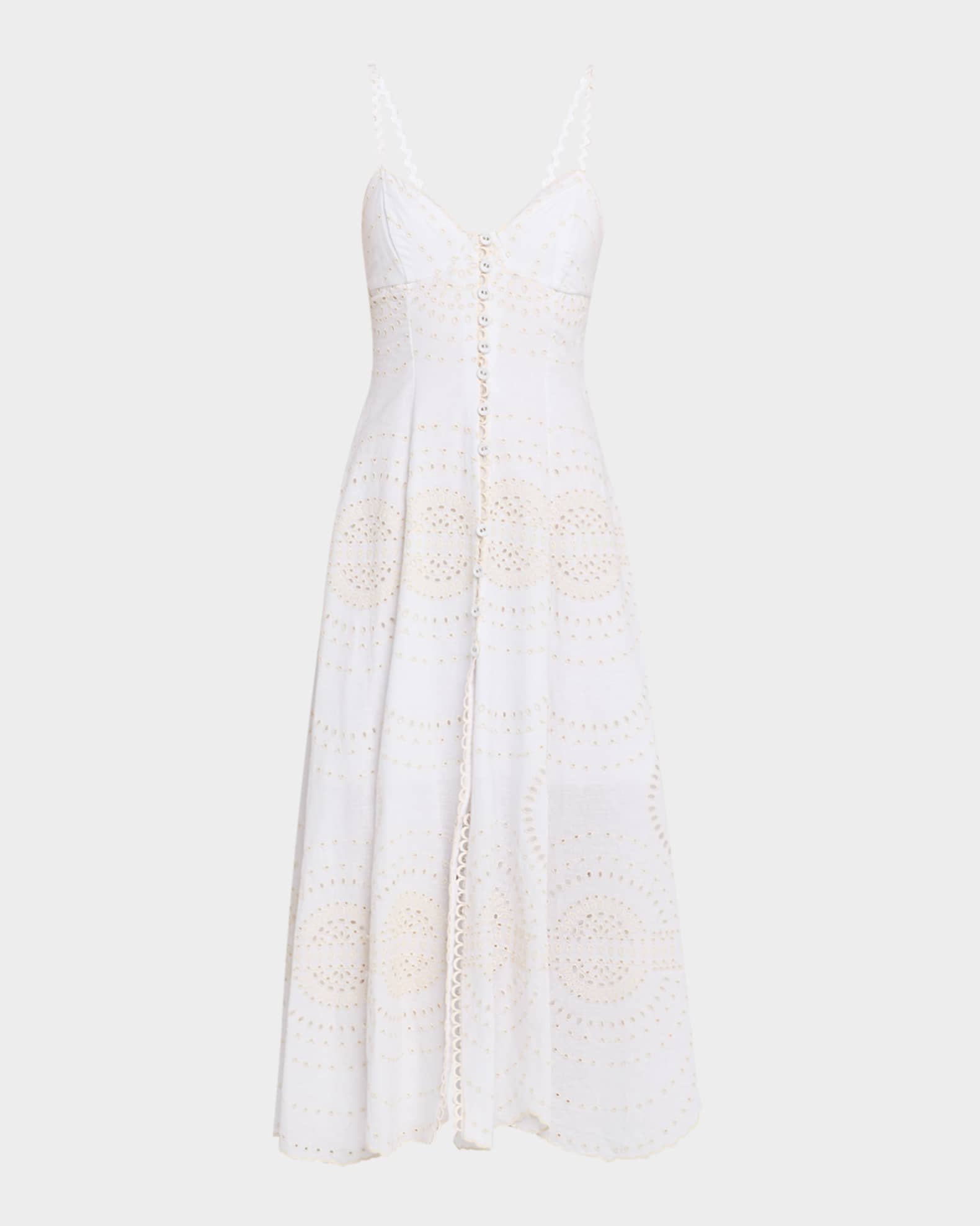 Catta Embroidered Button-Front Midi Dress 0