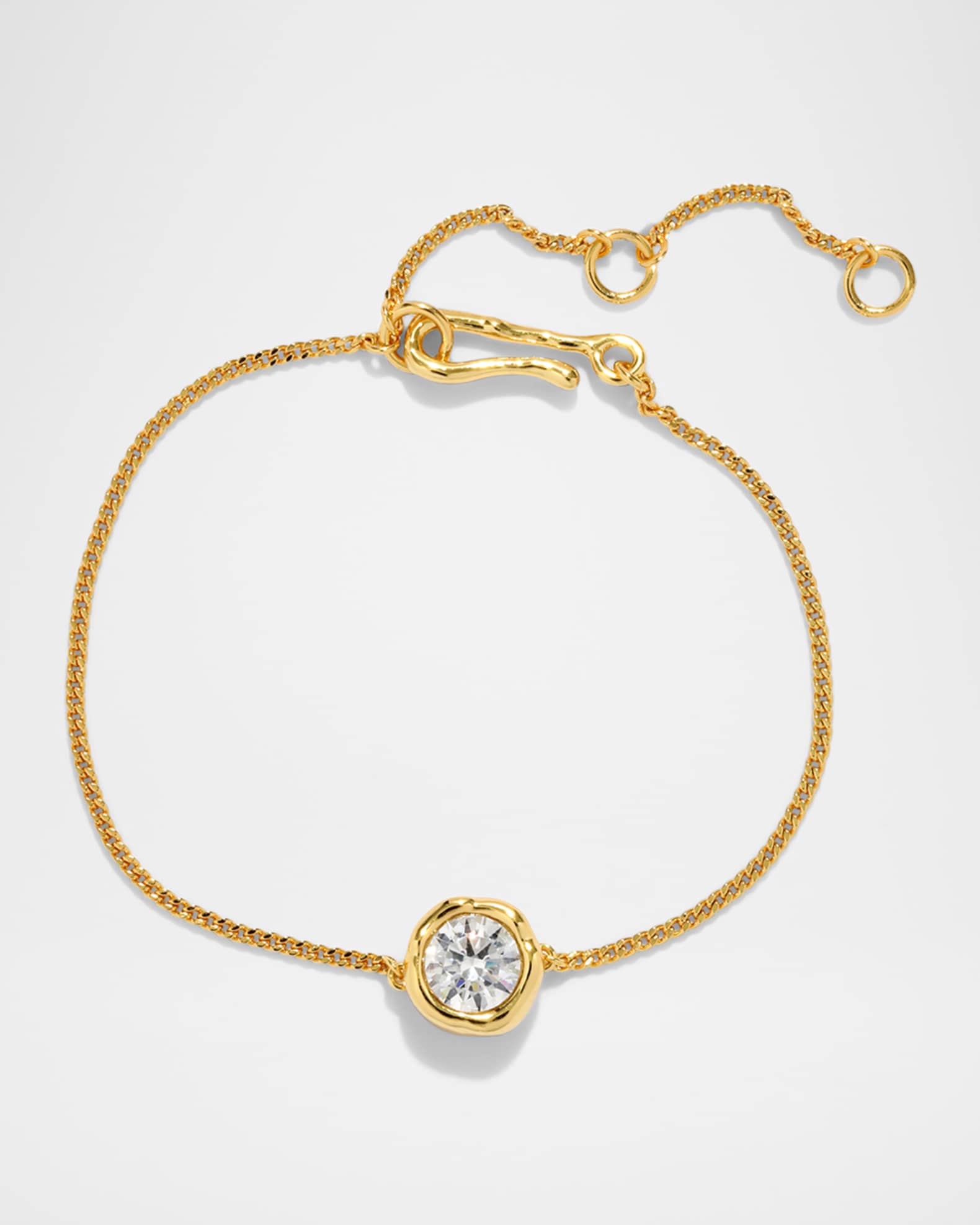 Asterales Gold Solitaire CZ Chain Bracelet 0