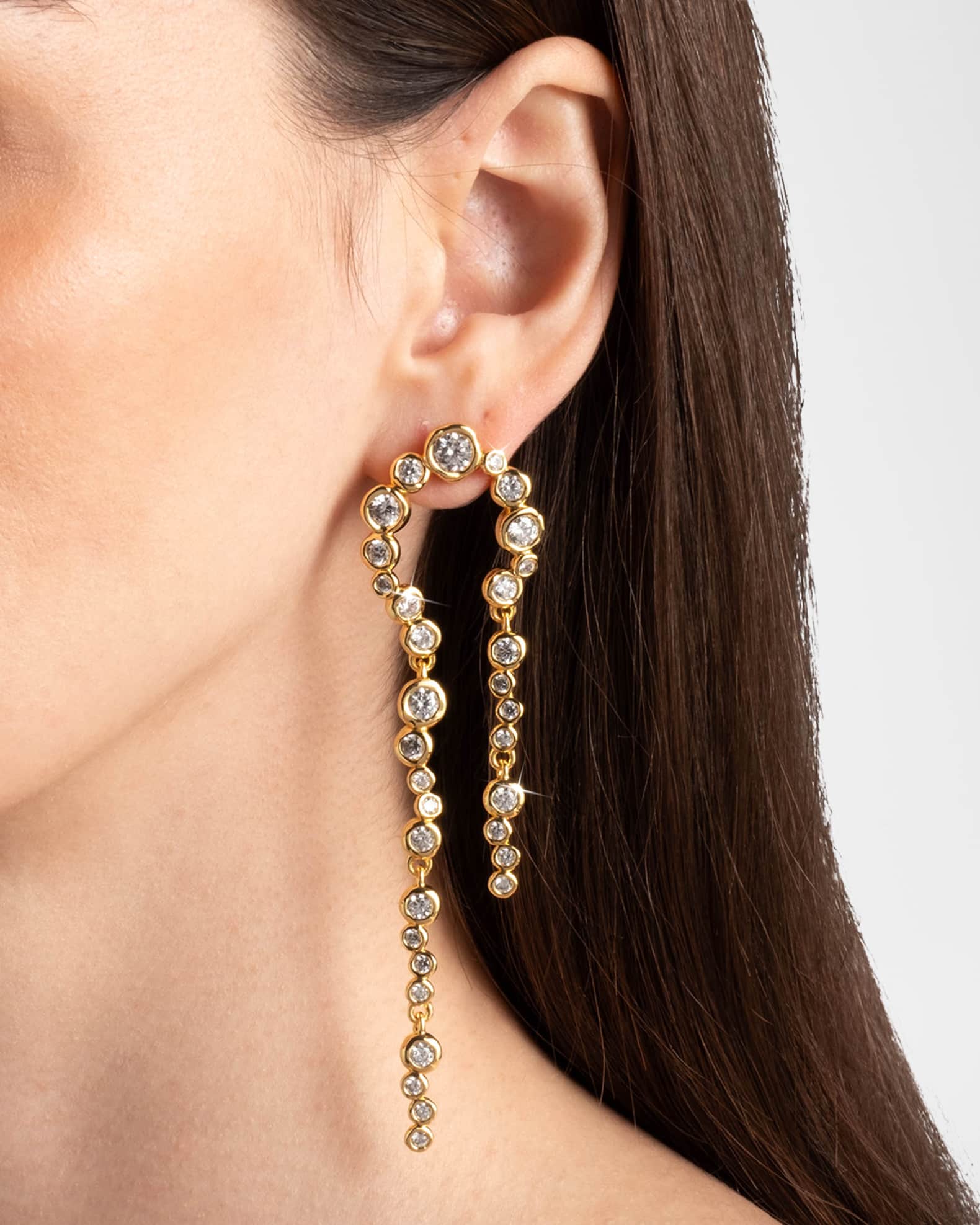 Alexis Bittar Asterales Gold CZ Arched Long Earrings