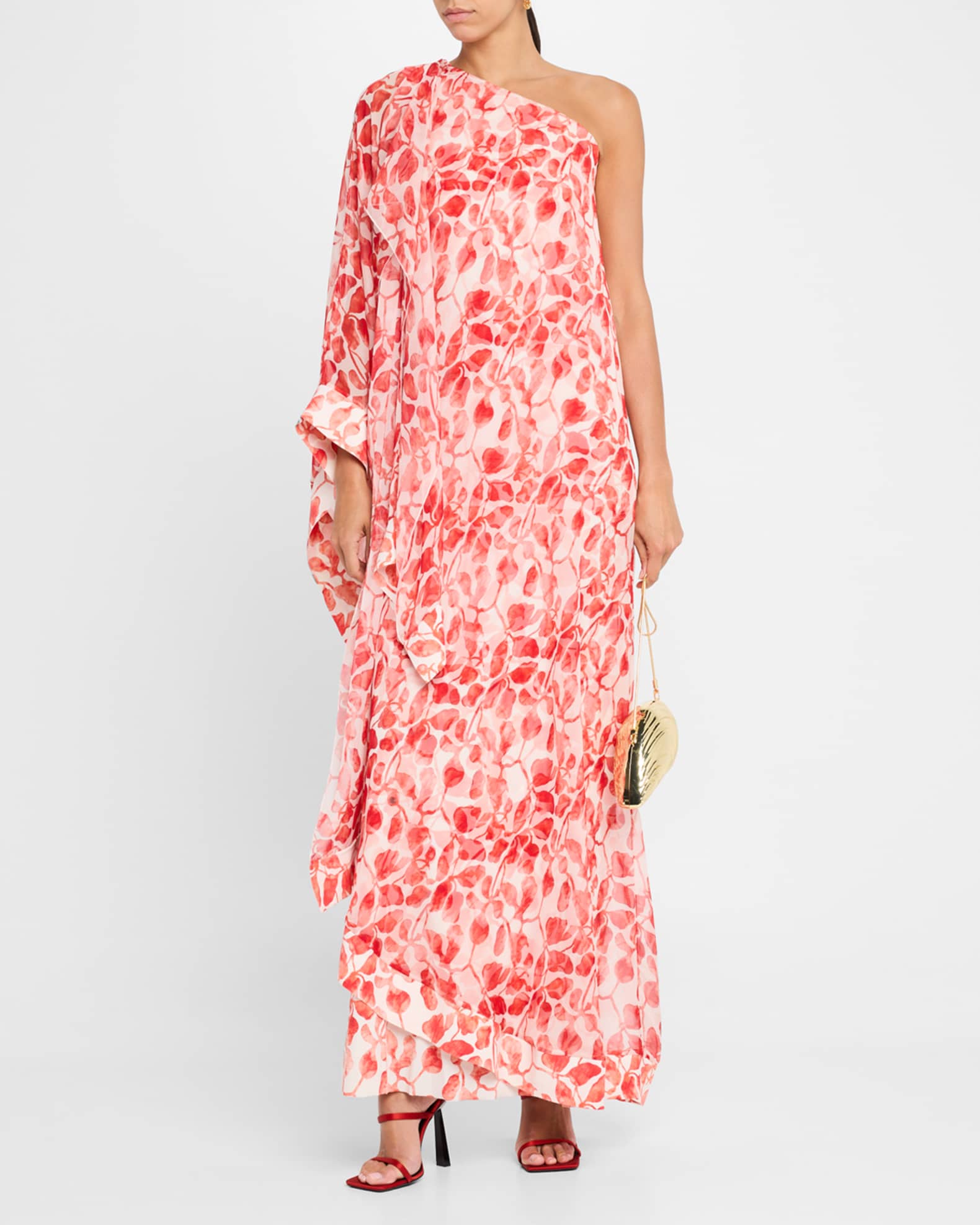 Toin One-Shoulder Chiffon Draped Gown 1