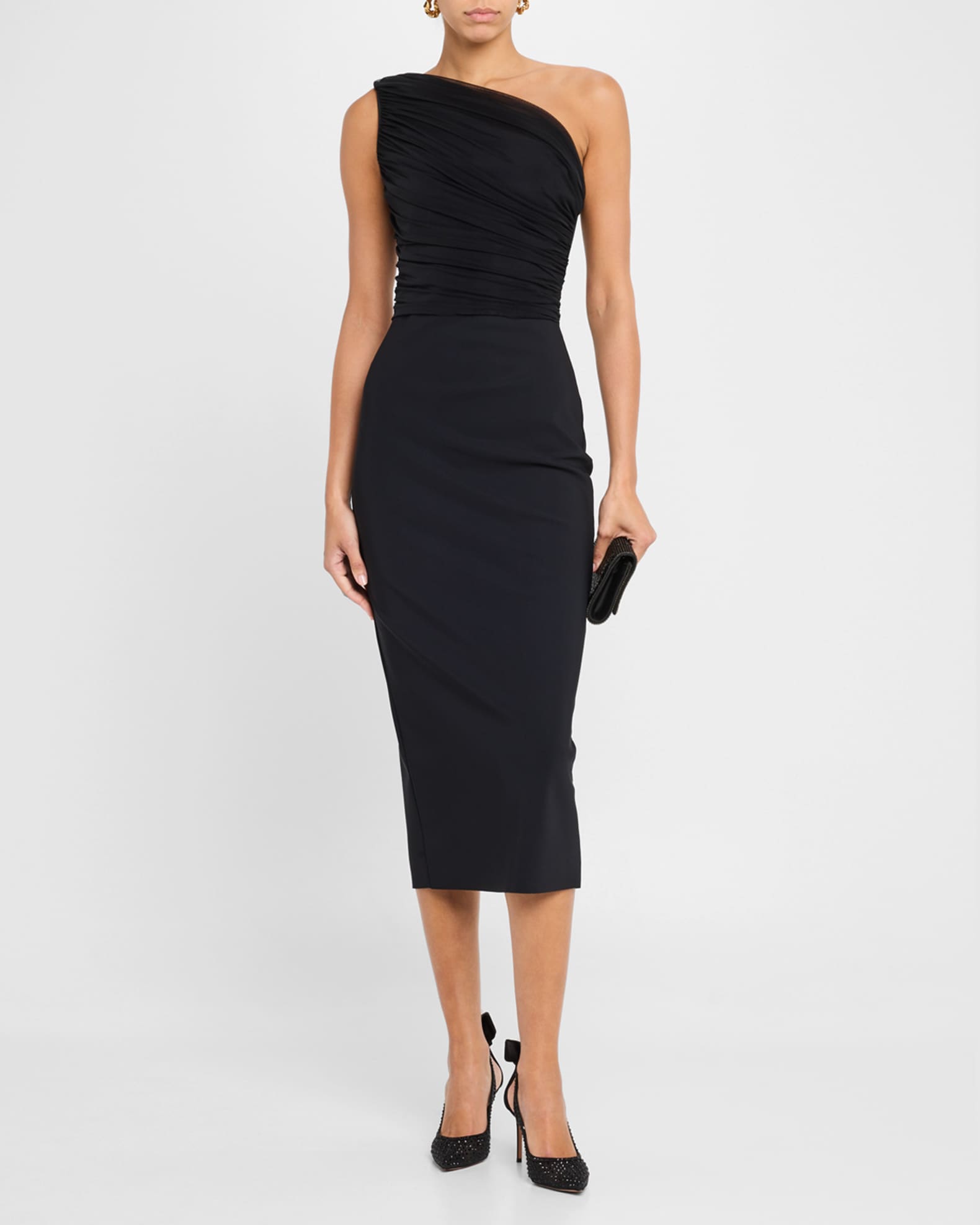 Isenette Ruched One-Shoulder Bodycon Midi Dress 1