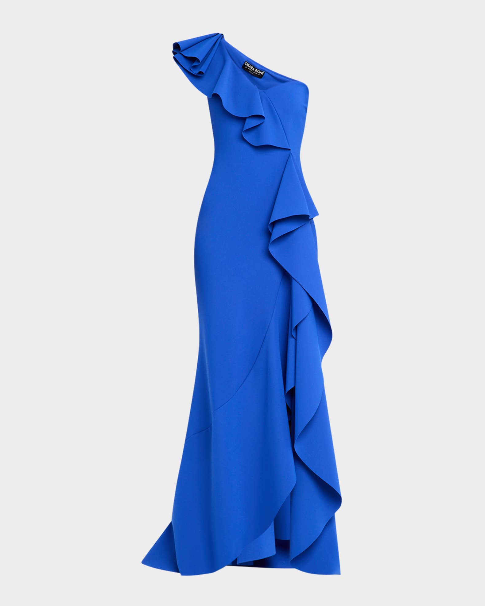 Kafu One-Shoulder Ruffle Gown 0