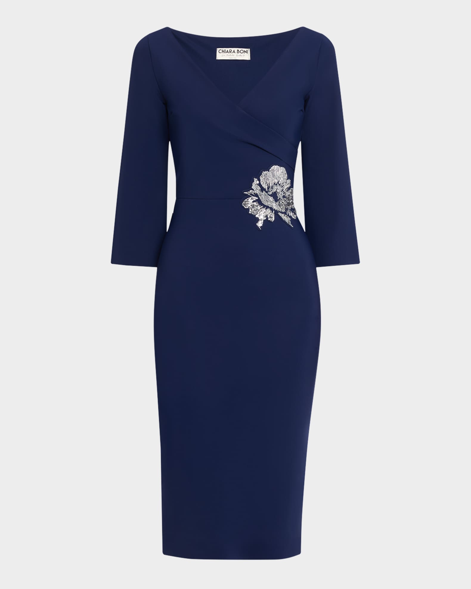 Shusui Bodycon Sequin Applique Midi Dress 0