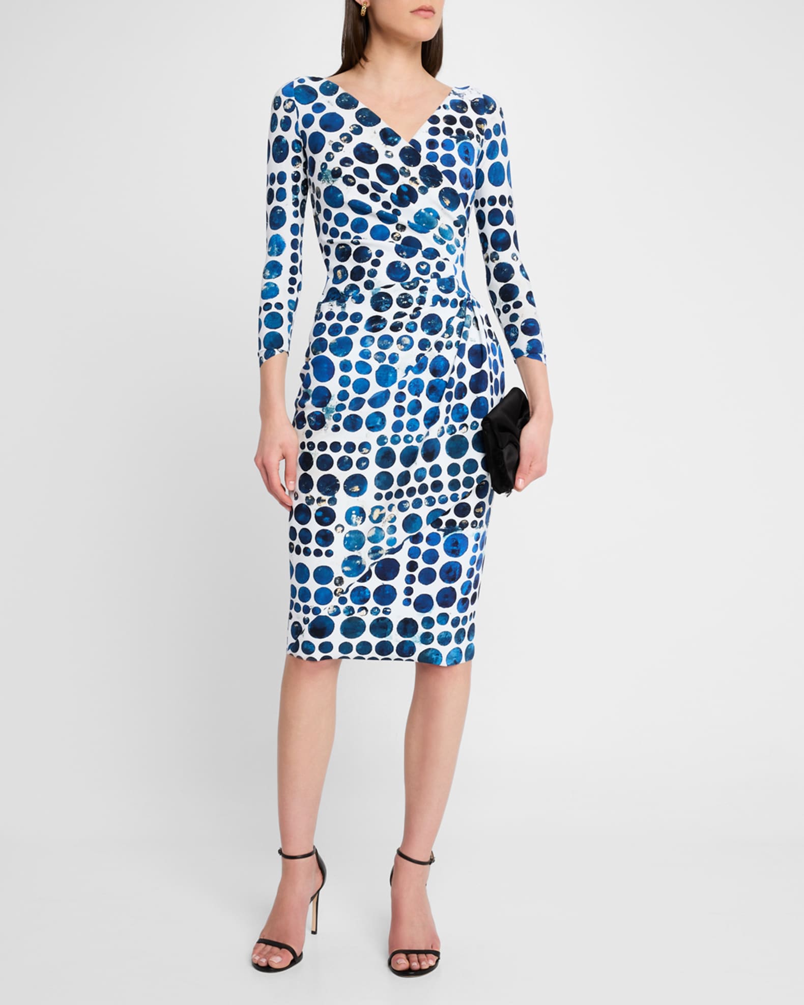 Charisse Pleated Dot-Print Bodycon Dress 1