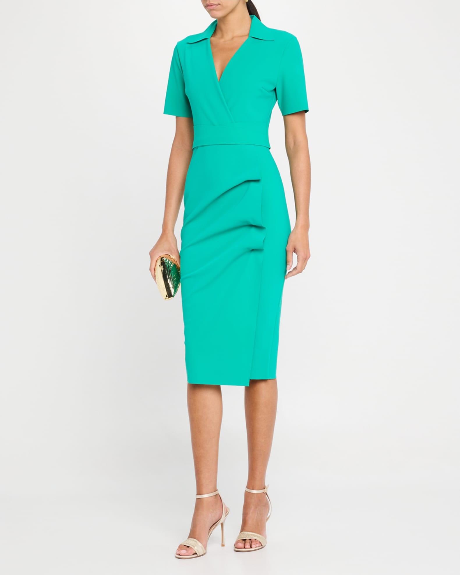 knee length dresses for ladies Off Shoulder Ruffle Bodycon Midi Dress – RoopKa main image 0