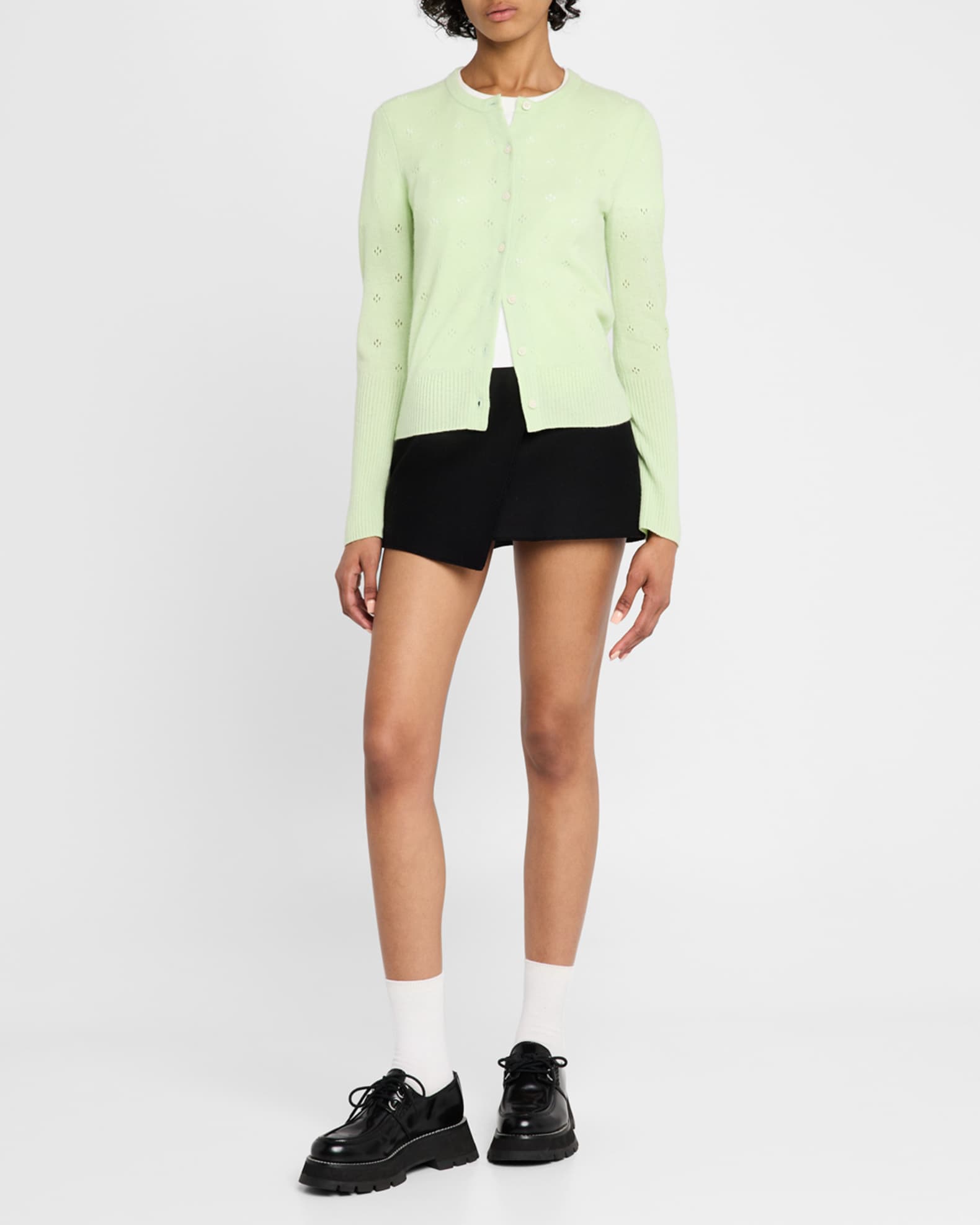 Jane Pointelle-Knit Cashmere Cardigan 1