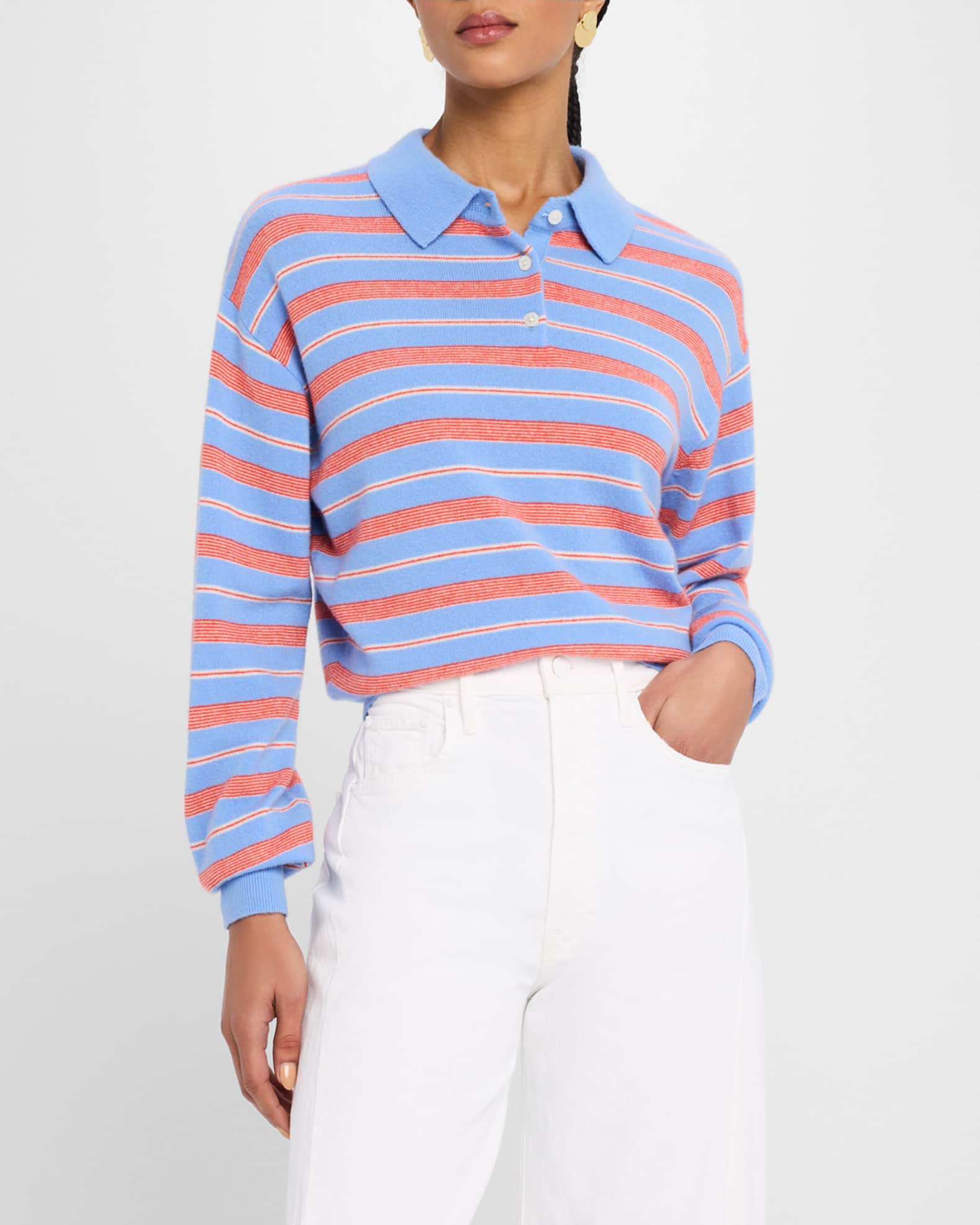 Tシャツ・カットソー Guest In Residence 'Collegiate Stripe' Polo Shirt Guest in Residence Collegiate Stripe Cashmere Polo | Neiman