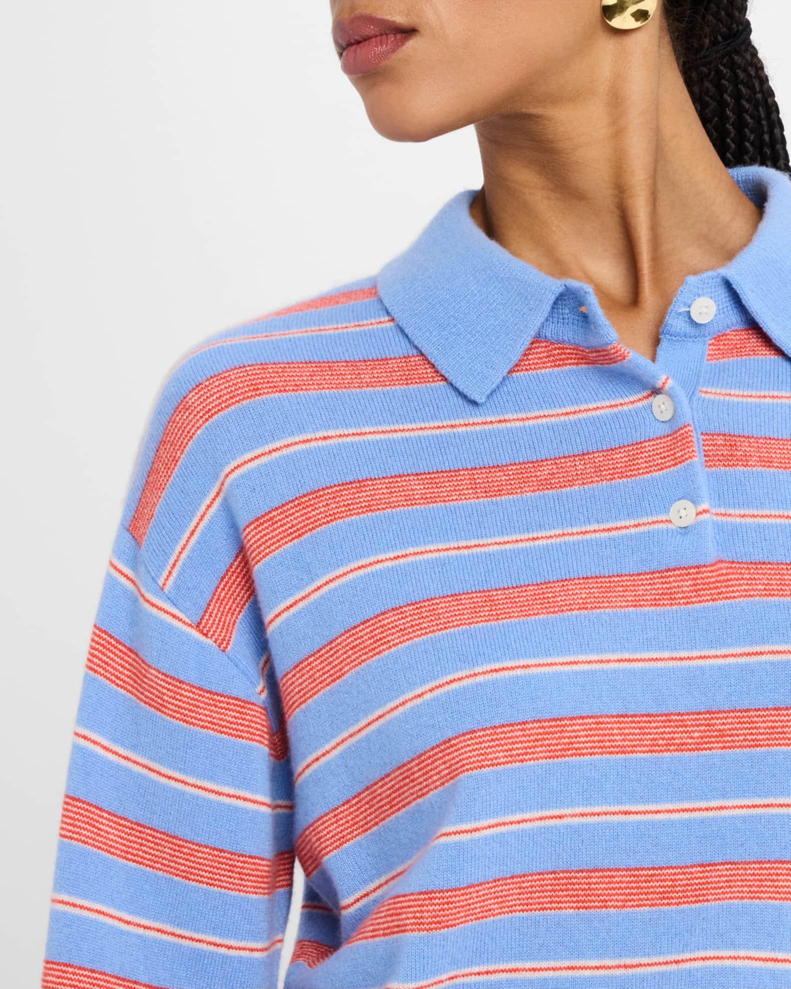 Guest in Residence Collegiate Stripe Cashmere Polo | Neiman