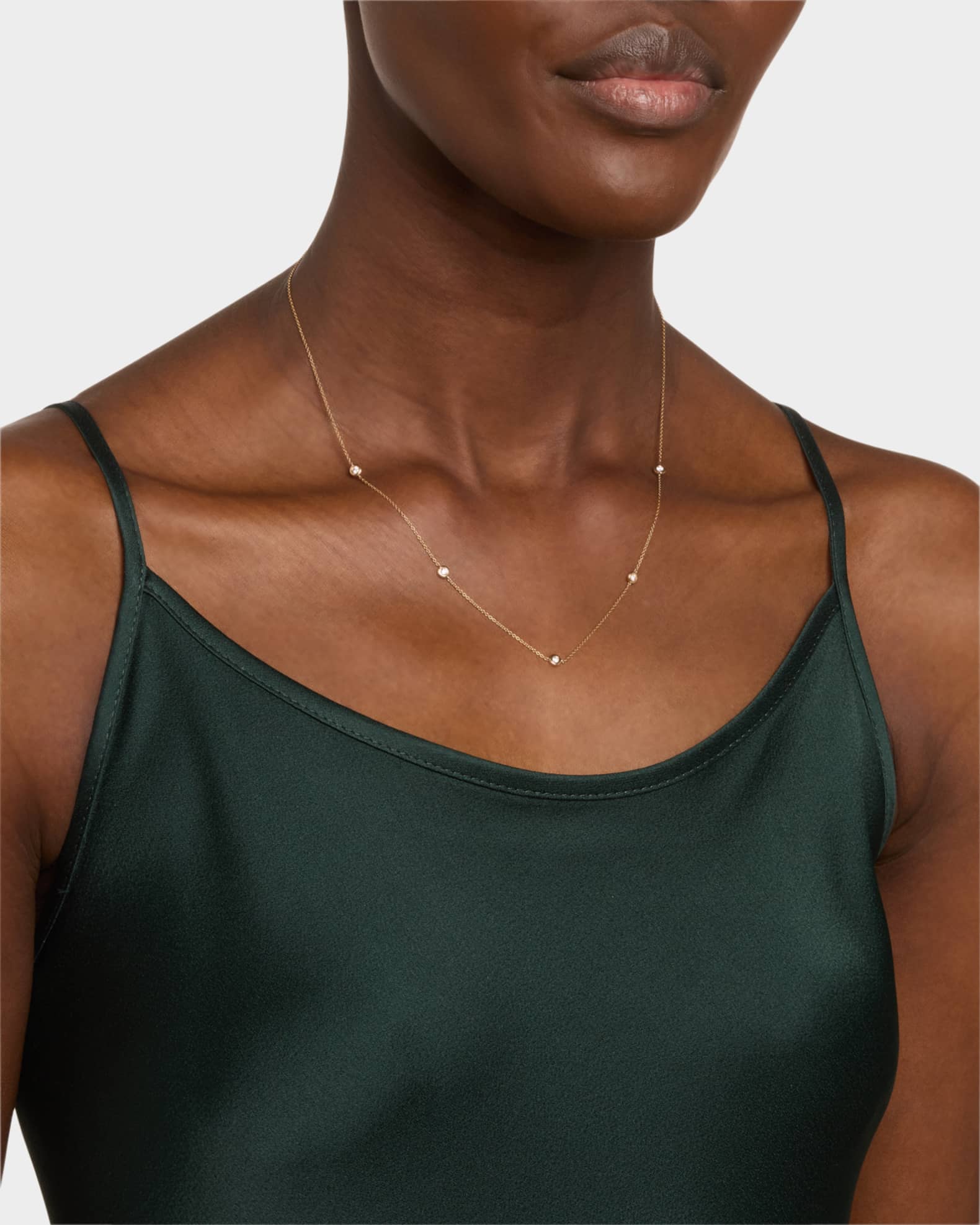 18K Rose Gold 5 Diamond Dot Necklace, 0.2tcw 1