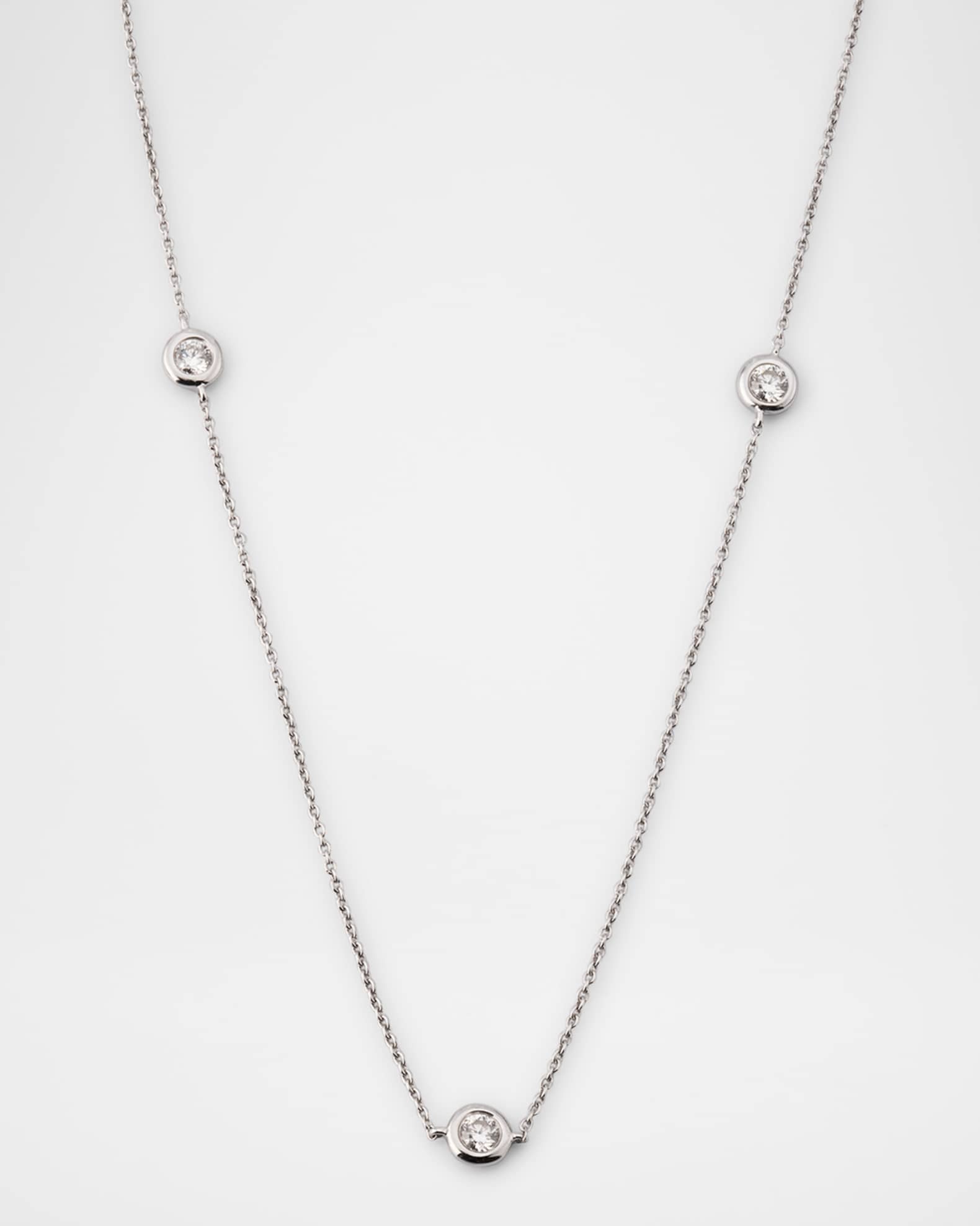 18K White Gold 3 Diamond Dot Necklace, 0.24tcw 0