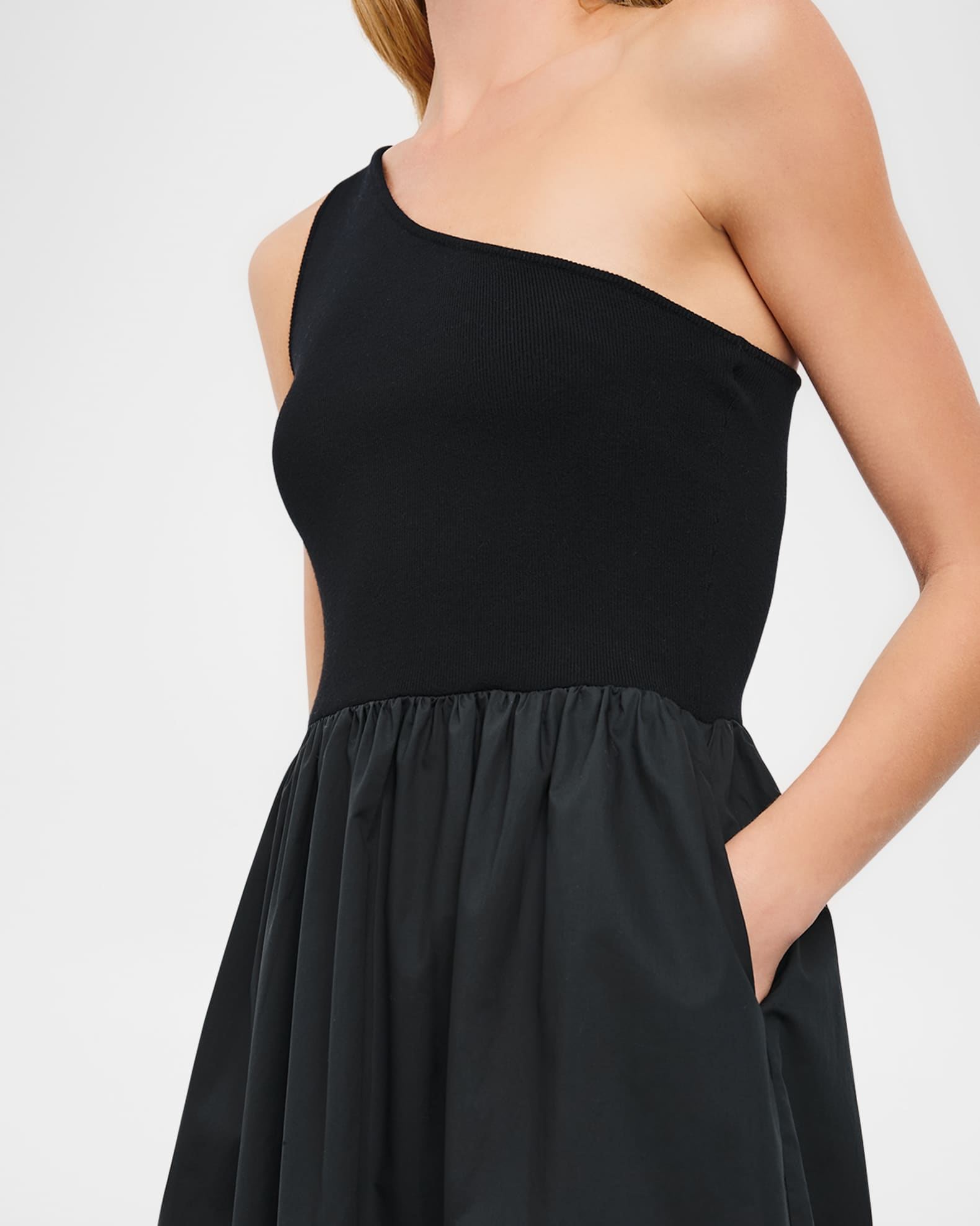 knee length dresses for ladies Anita Satin Halter Asymmetrical Midi Dress